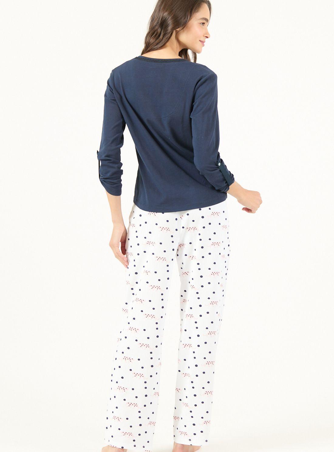 Pijama de Mujer Clara Manga Larga Azul-2