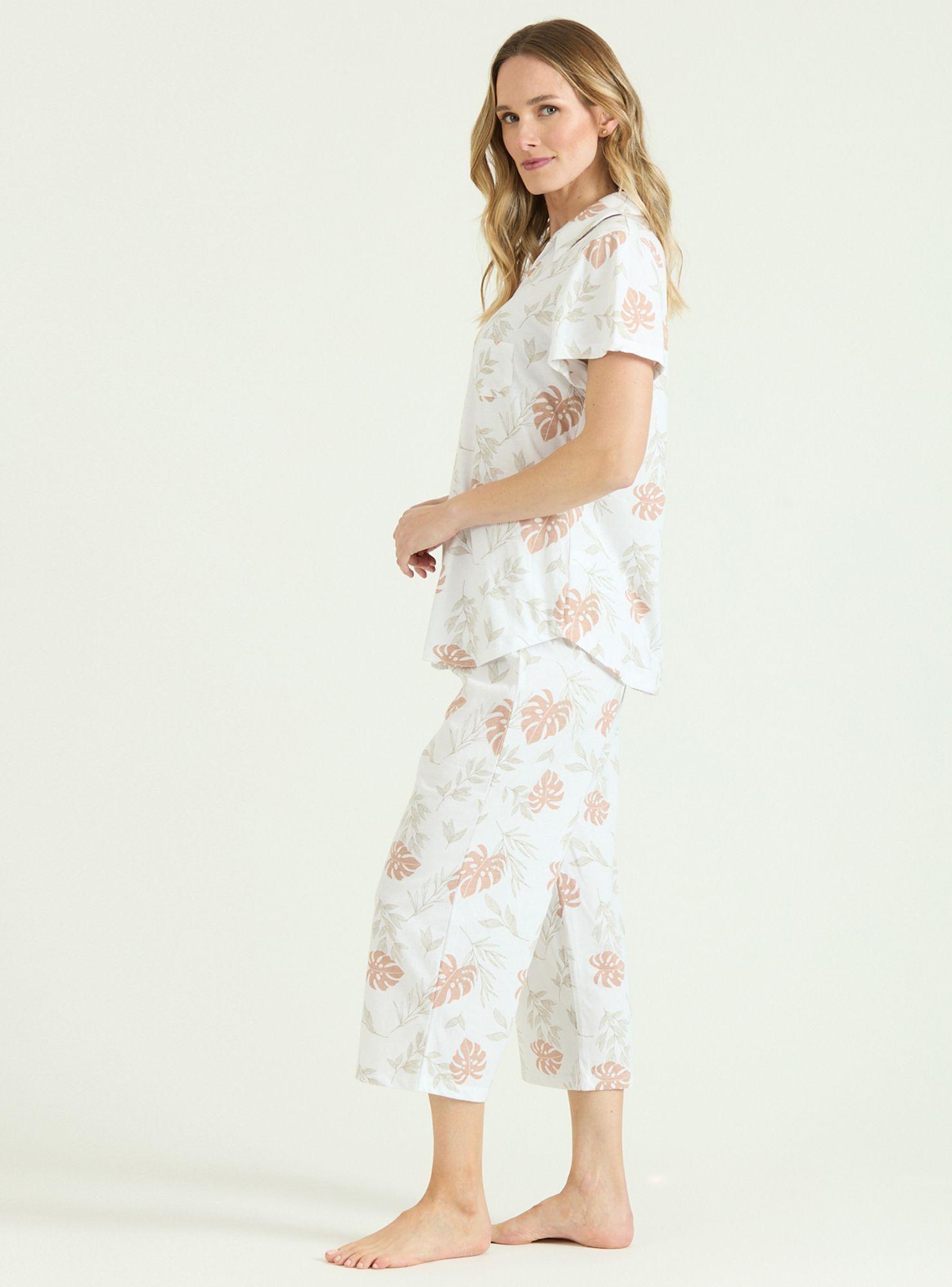 Pijama de Mujer Malinas Capri Blanco Estampado-1