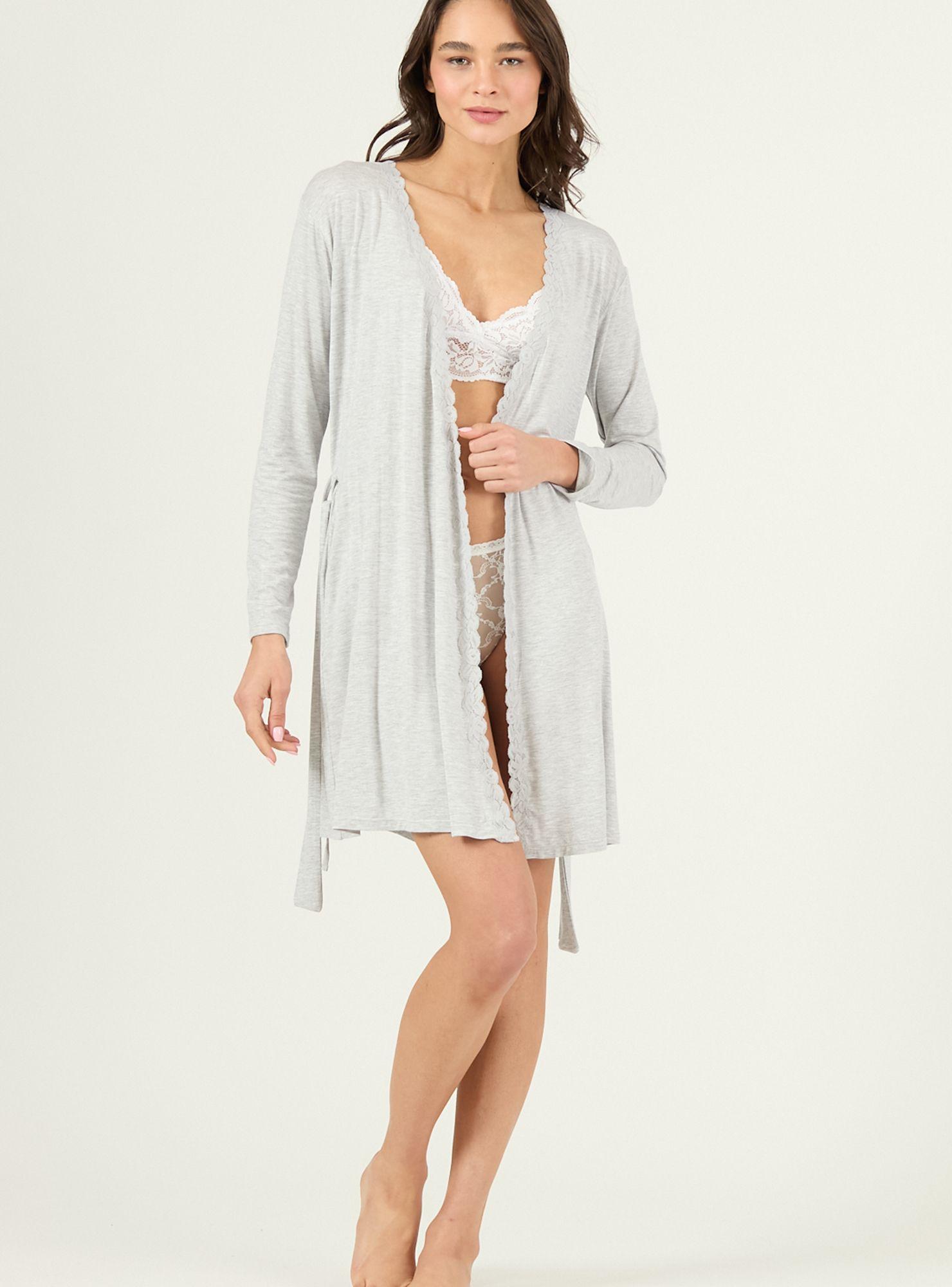 Bata de Mujer Ana Gris Melange-0