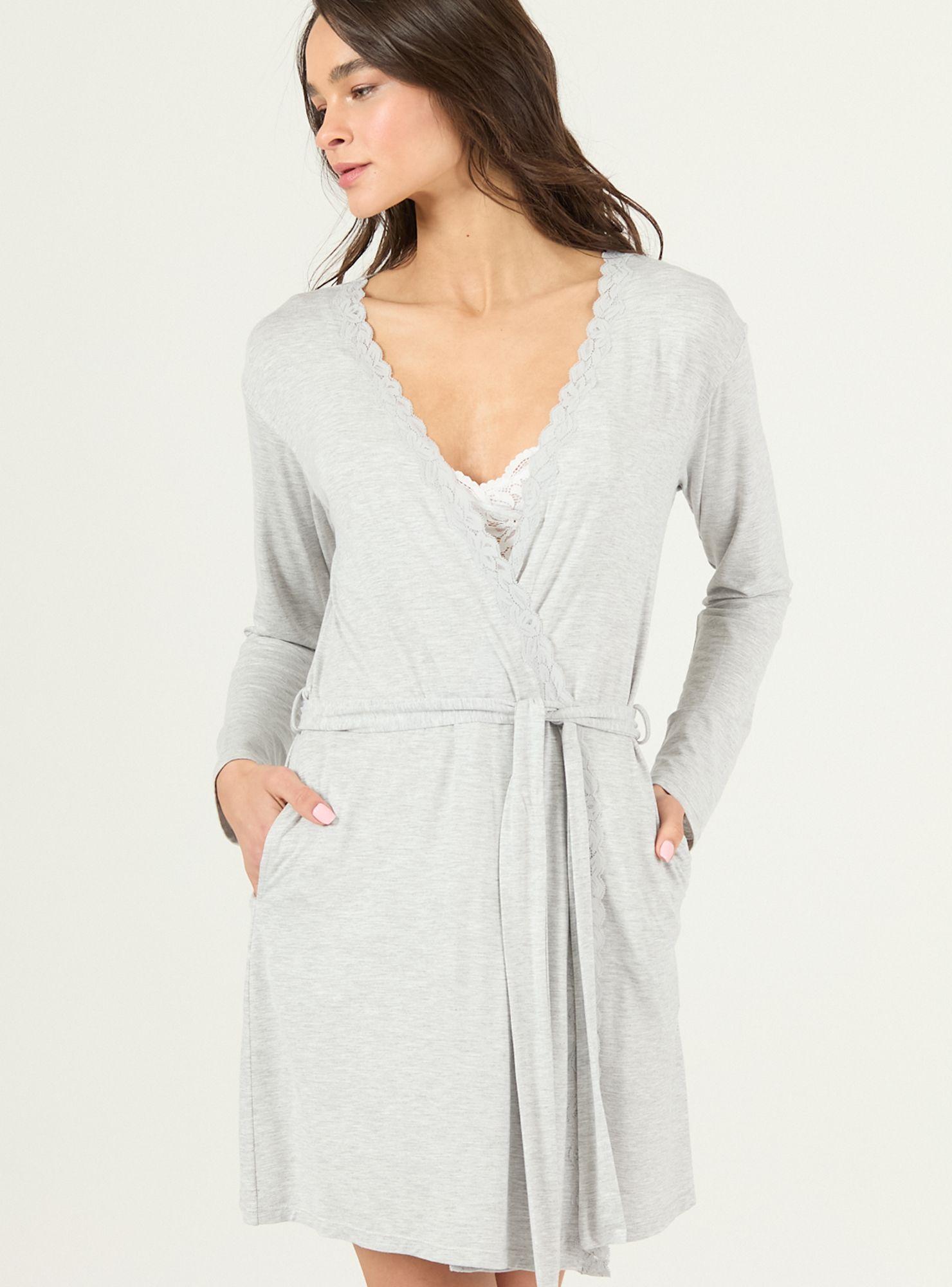 Bata de Mujer Ana Gris Melange-1