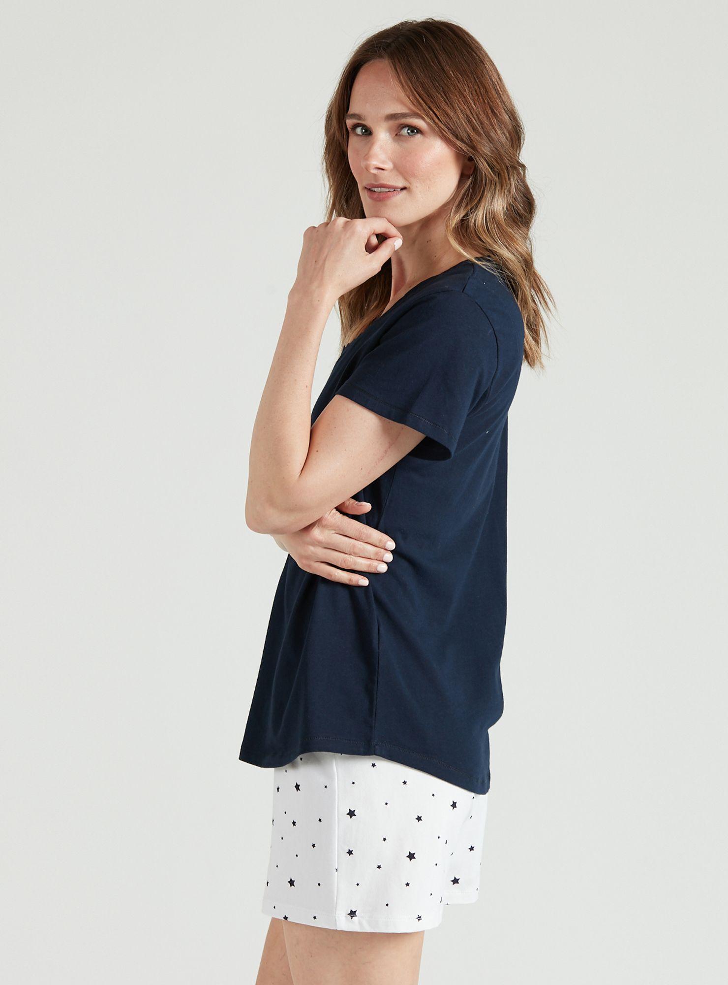 Pijama de Mujer New Rayas Short Azul-2