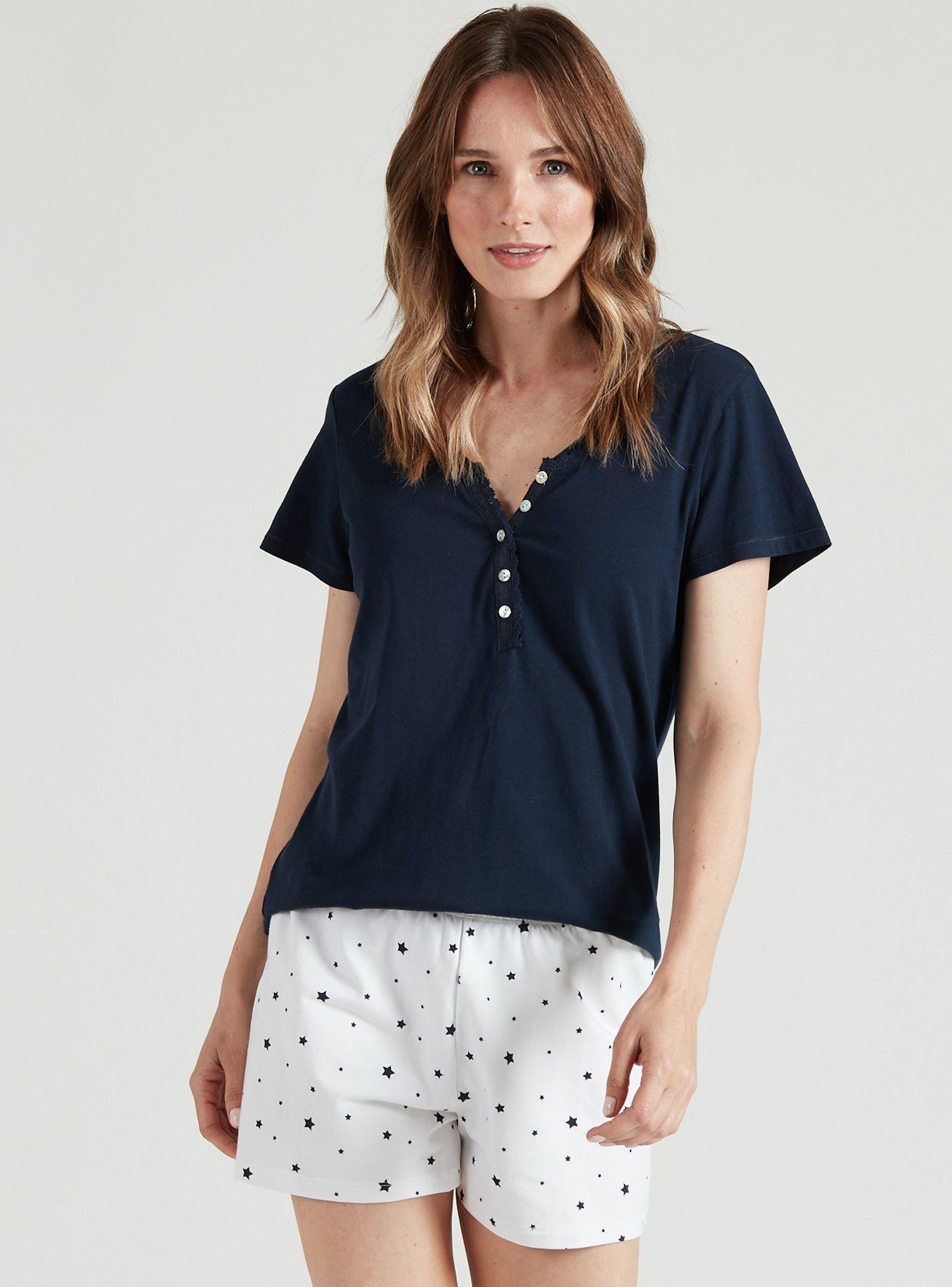 Pijama de Mujer New Rayas Short Azul-3