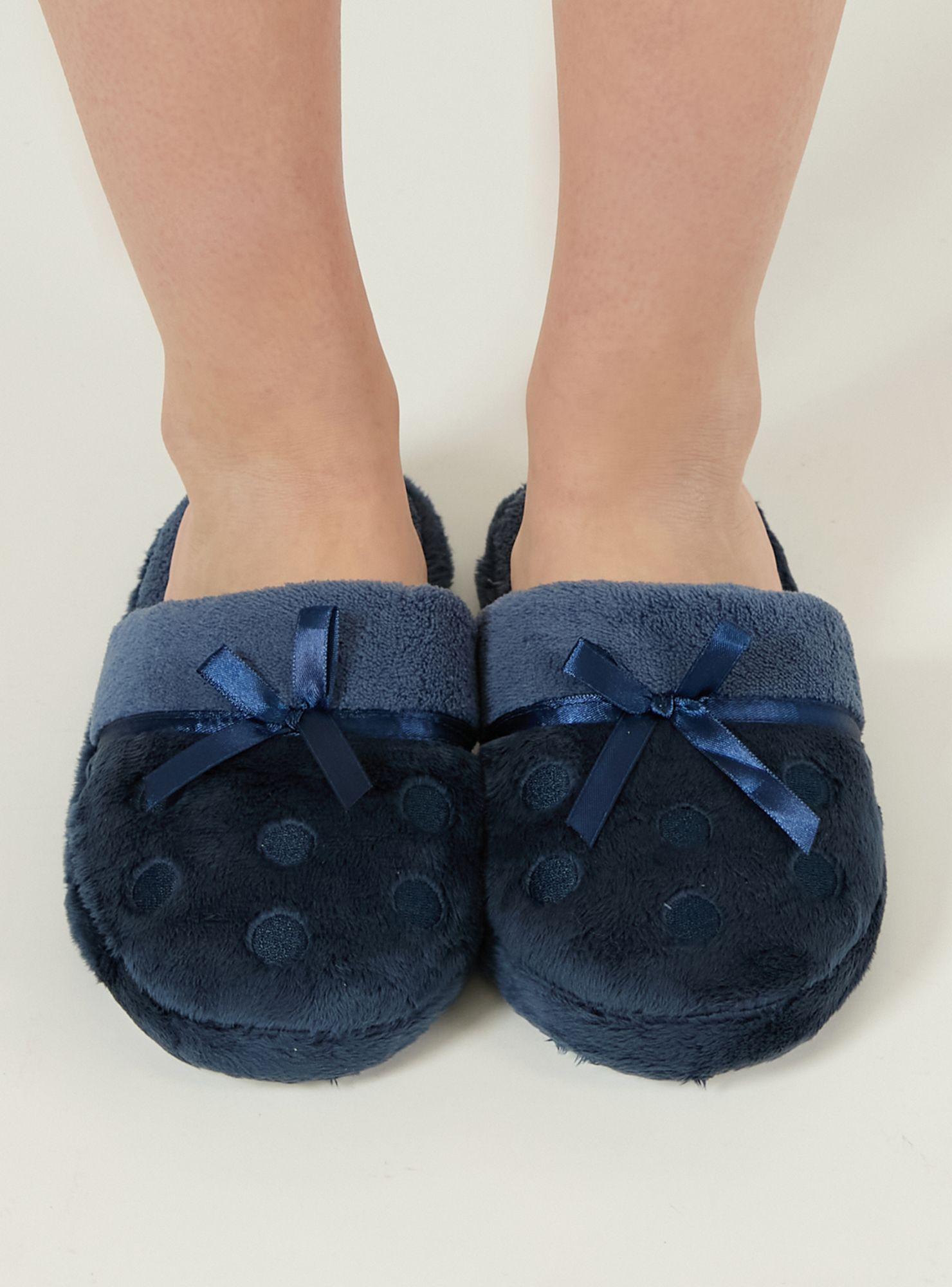 Pantufla de Mujer Zapatilla Lunares Azul-0