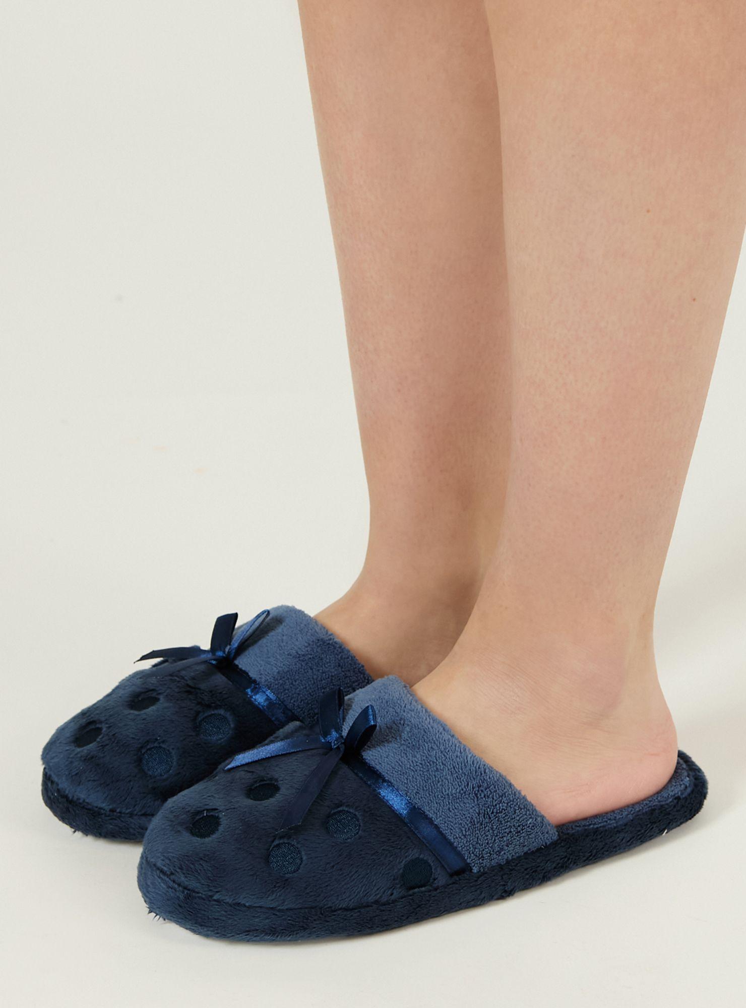 Pantufla de Mujer Zapatilla Lunares Azul-1