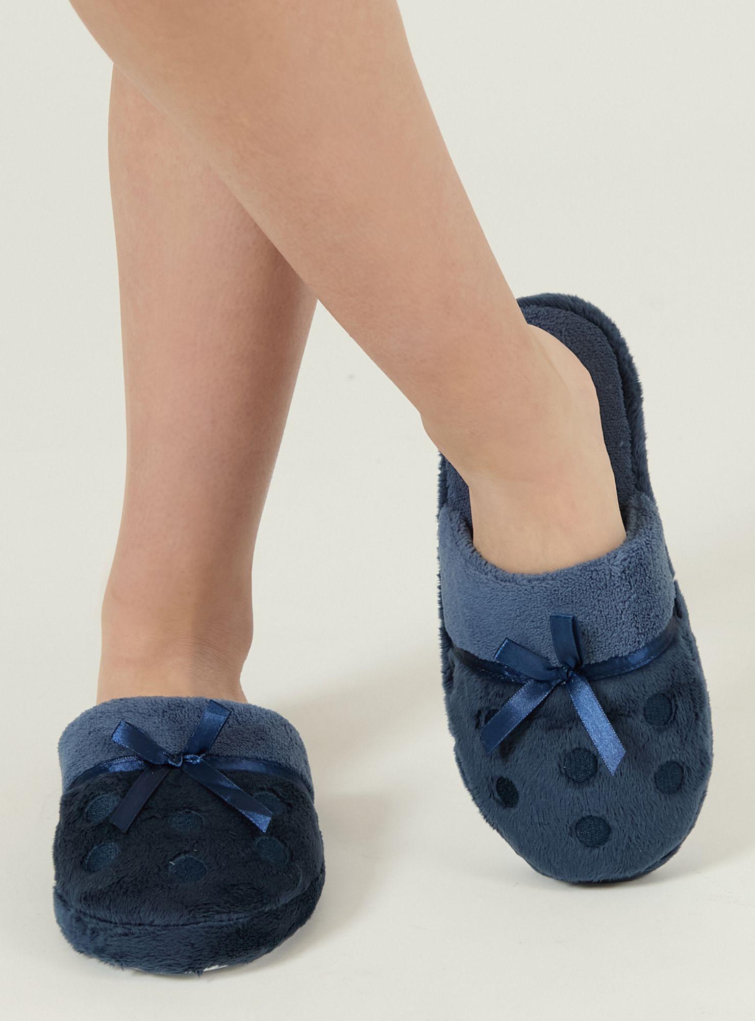 Pantufla de Mujer Zapatilla Lunares Azul-2