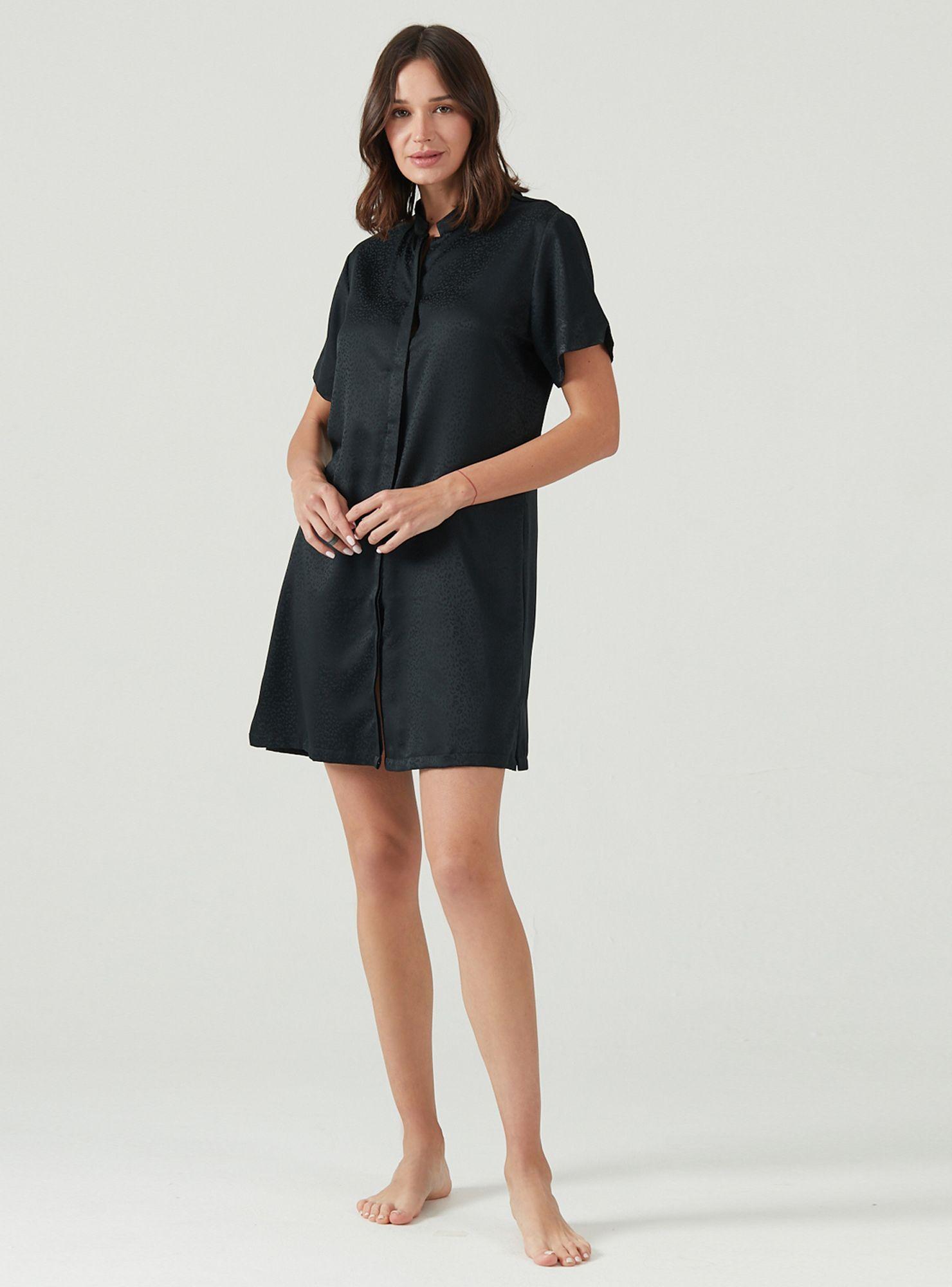 Camisola de Dormir Mao Negro Estampado-0