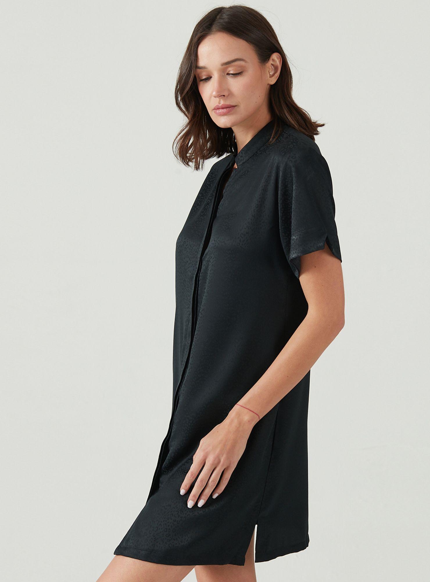 Camisola de Dormir Mao Negro Estampado-1