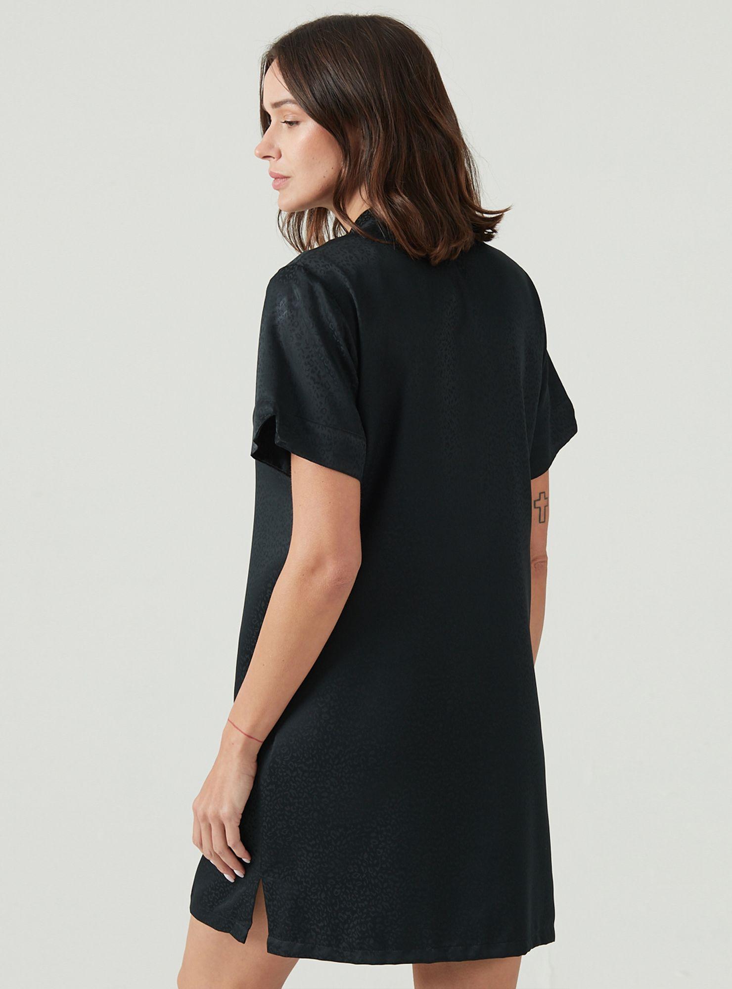 Camisola de Dormir Mao Negro Estampado-3