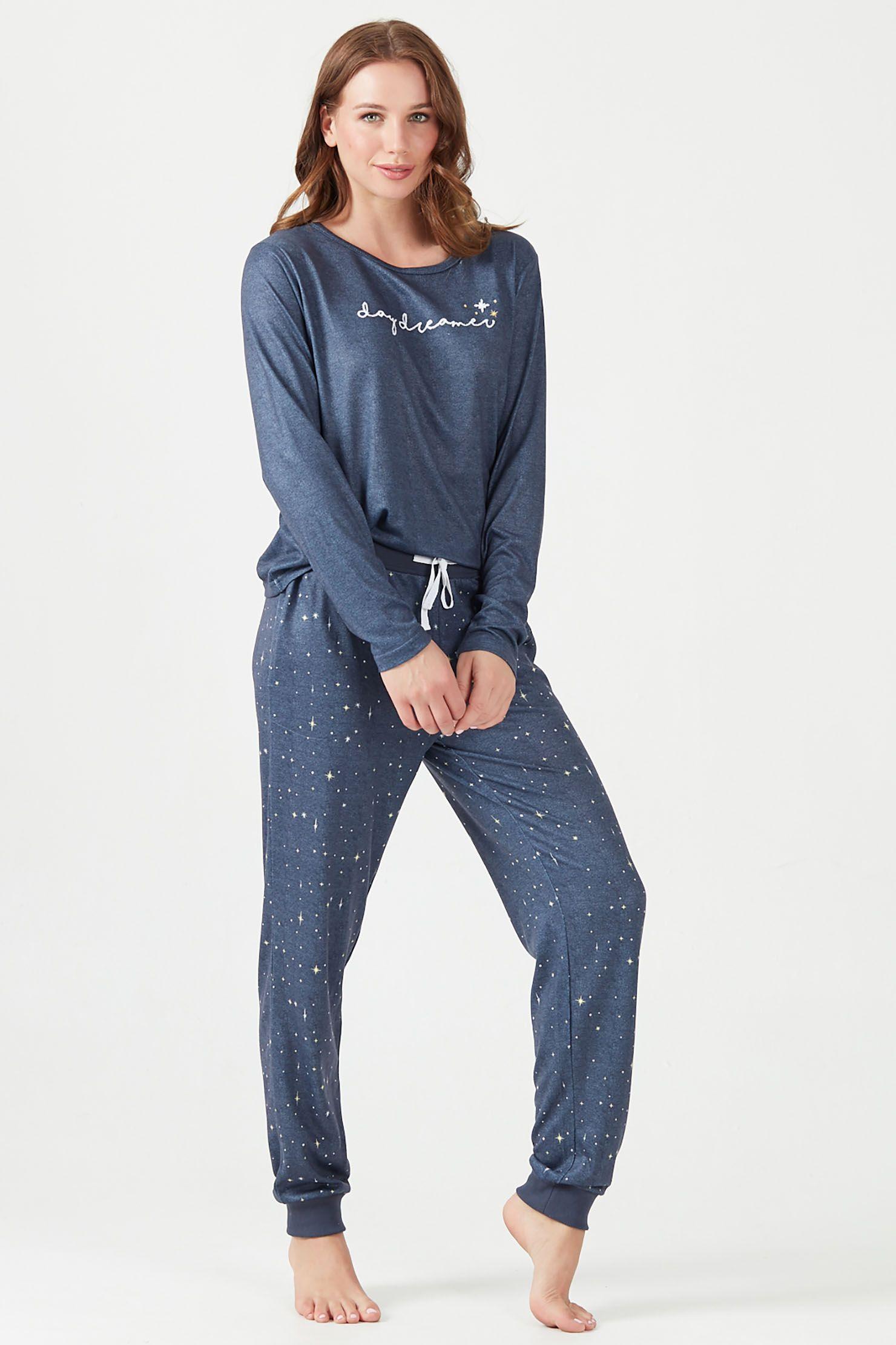 Pijama de mujer Delfi Azul Estampado-1