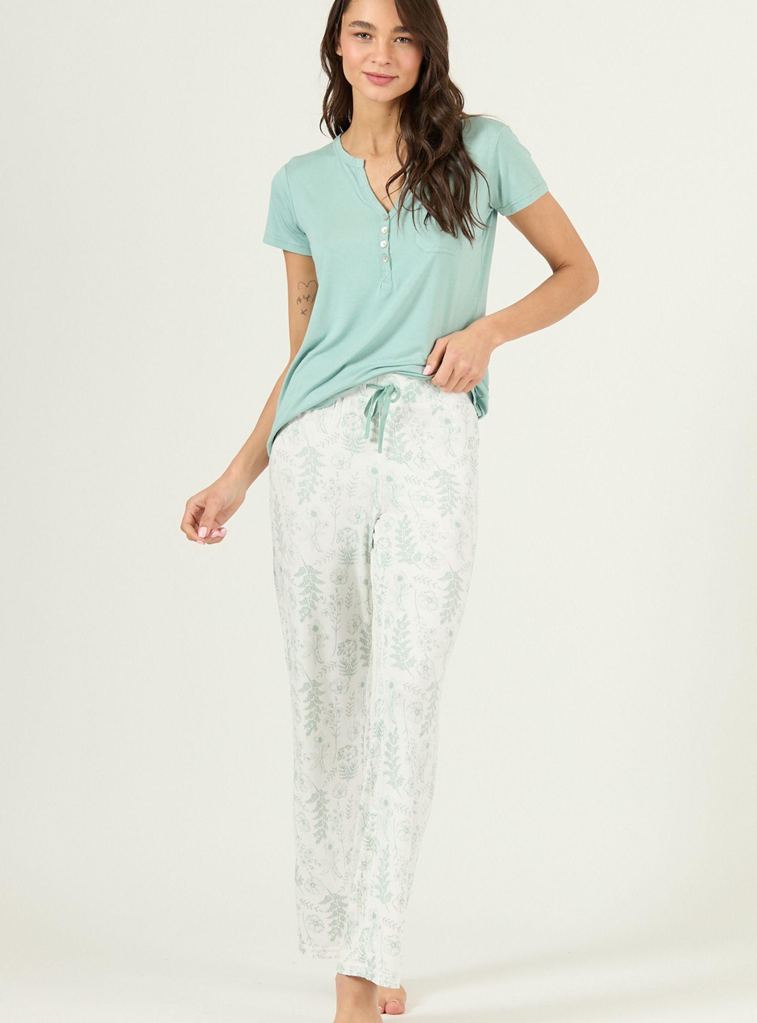 Pijama de Mujer Kate Pantalon Largo Verde-0