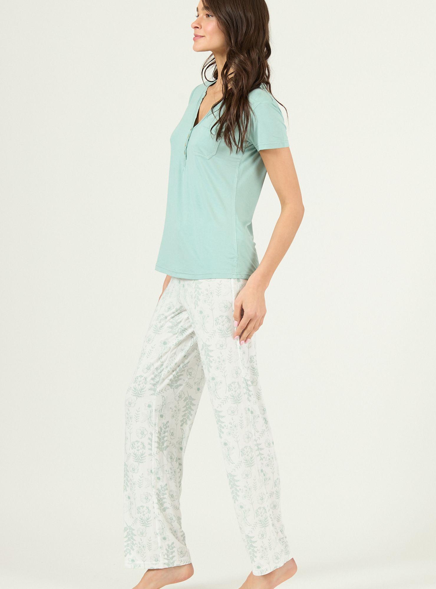 Pijama de Mujer Kate Pantalon Largo Verde-1