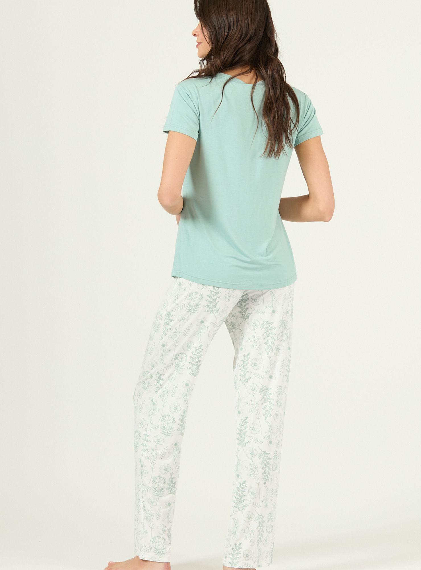 Pijama de Mujer Kate Pantalon Largo Verde-2