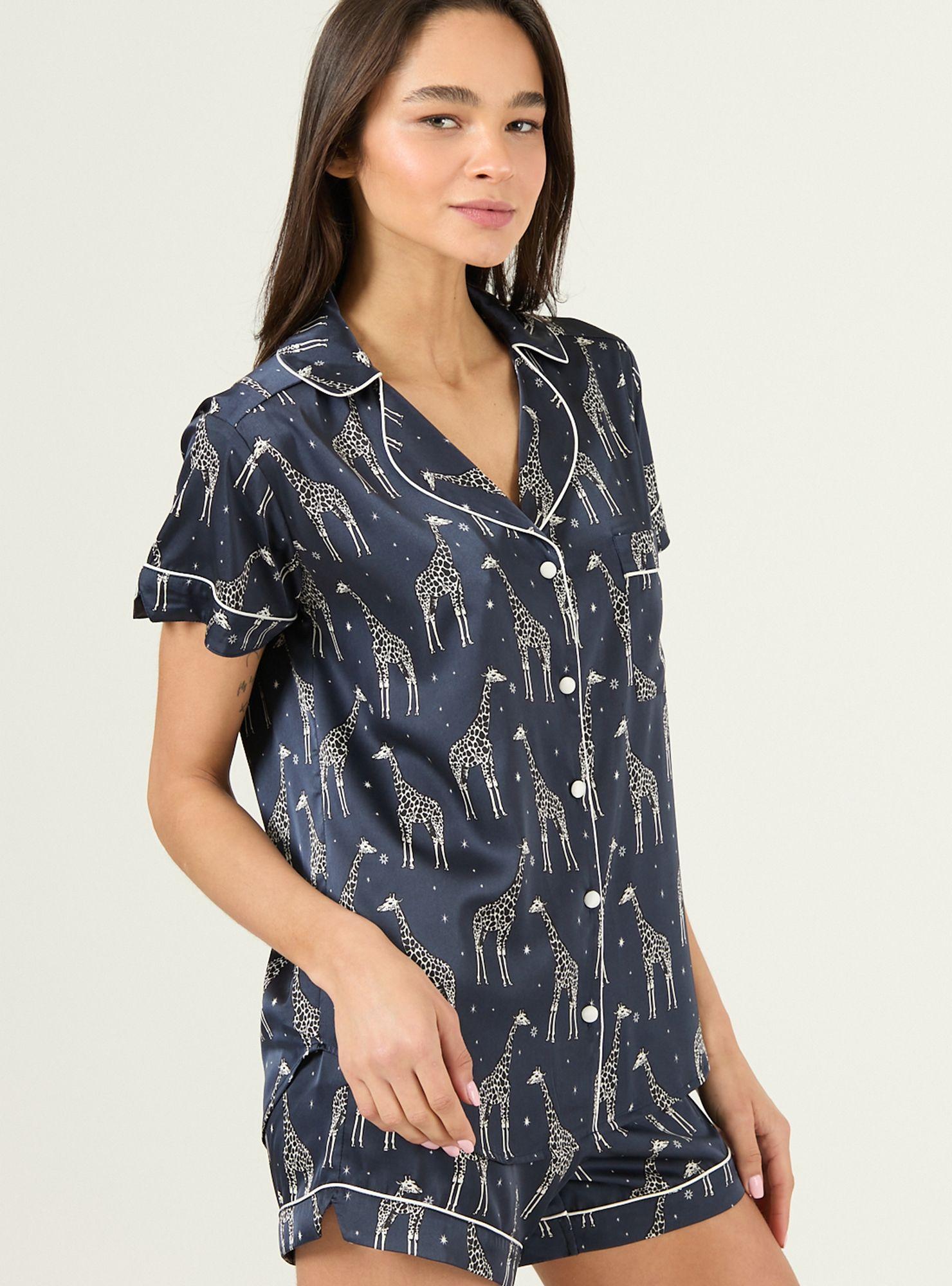 Pijama de Mujer Roma Short Azul Estampado-2