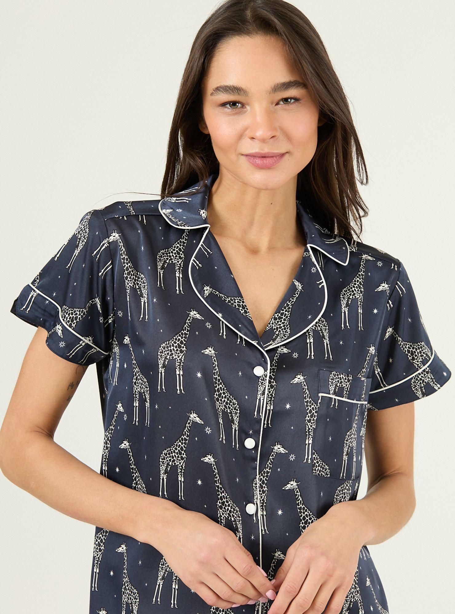 Pijama de Mujer Roma Short Azul Estampado-4