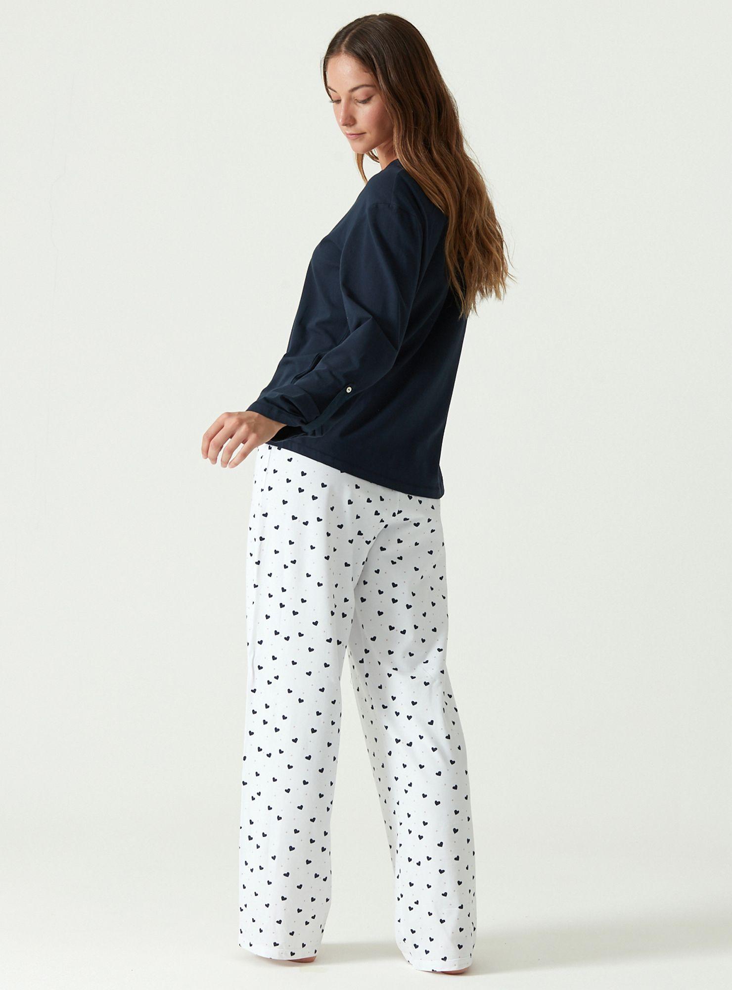 Pijama Rayas Manga Larga Azul-2