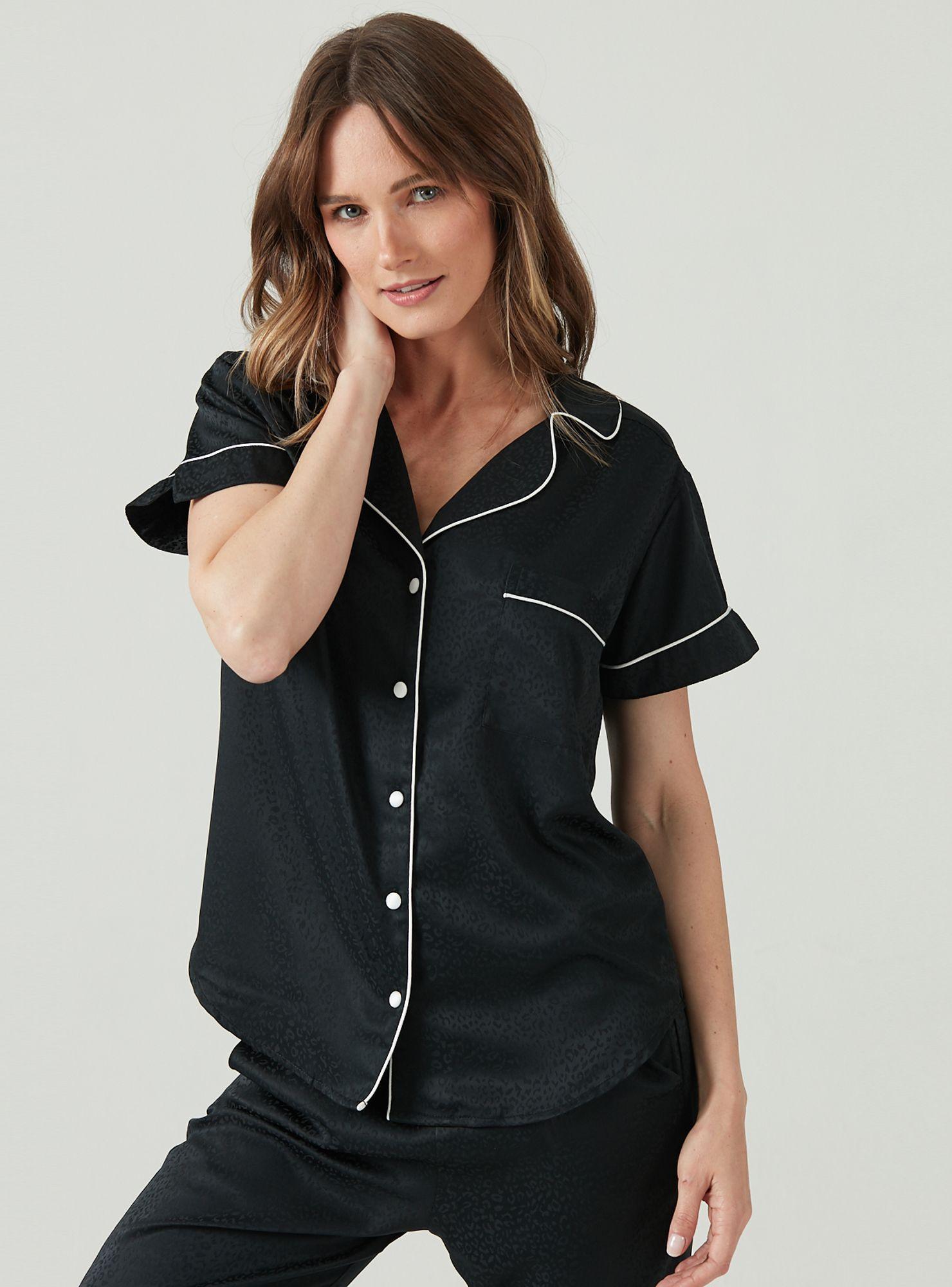 Pijama de Mujer Roma Pantalón Largo Negro Estampado-3