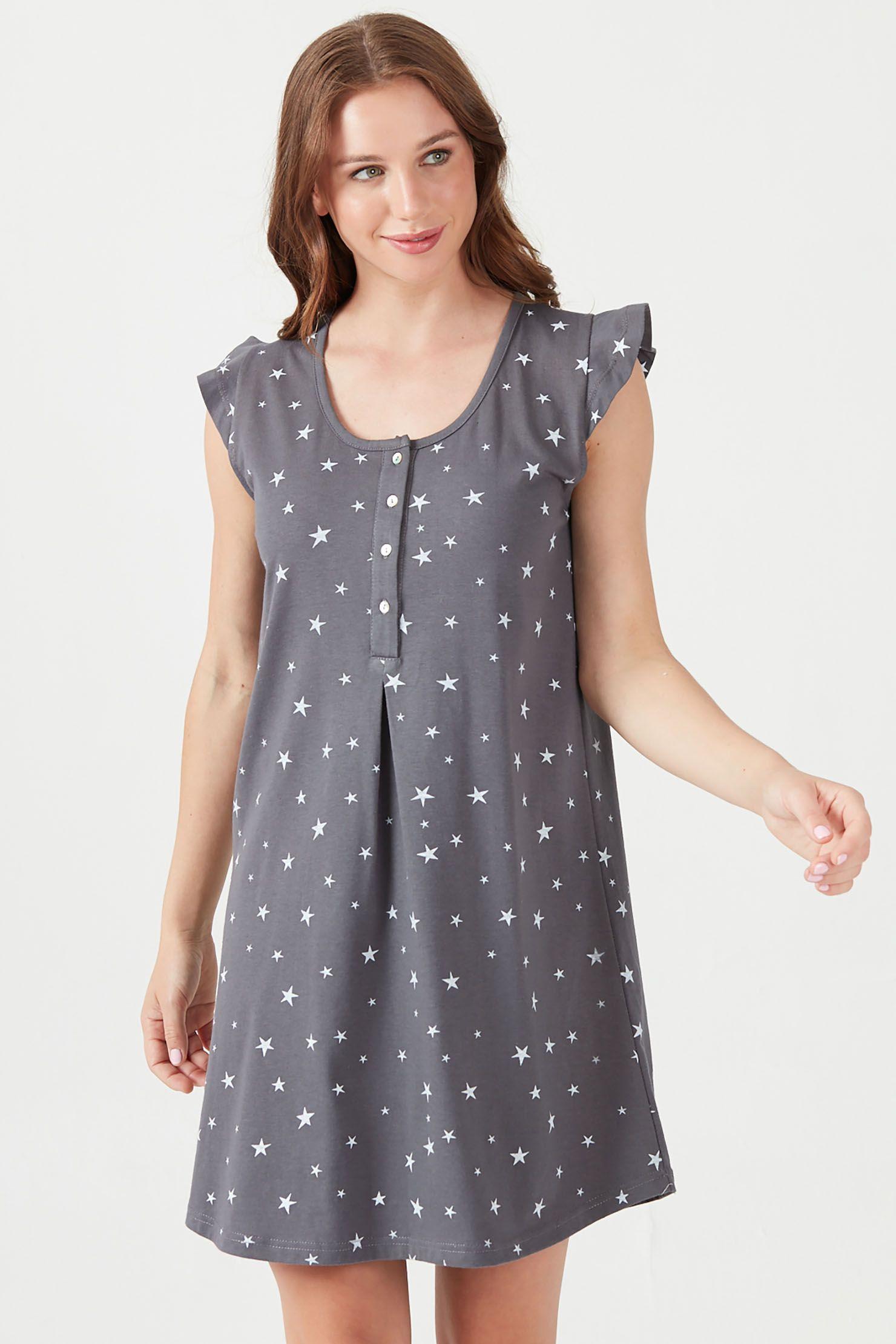 Camisa de dormir Maternal Lia Gris Estampado-1