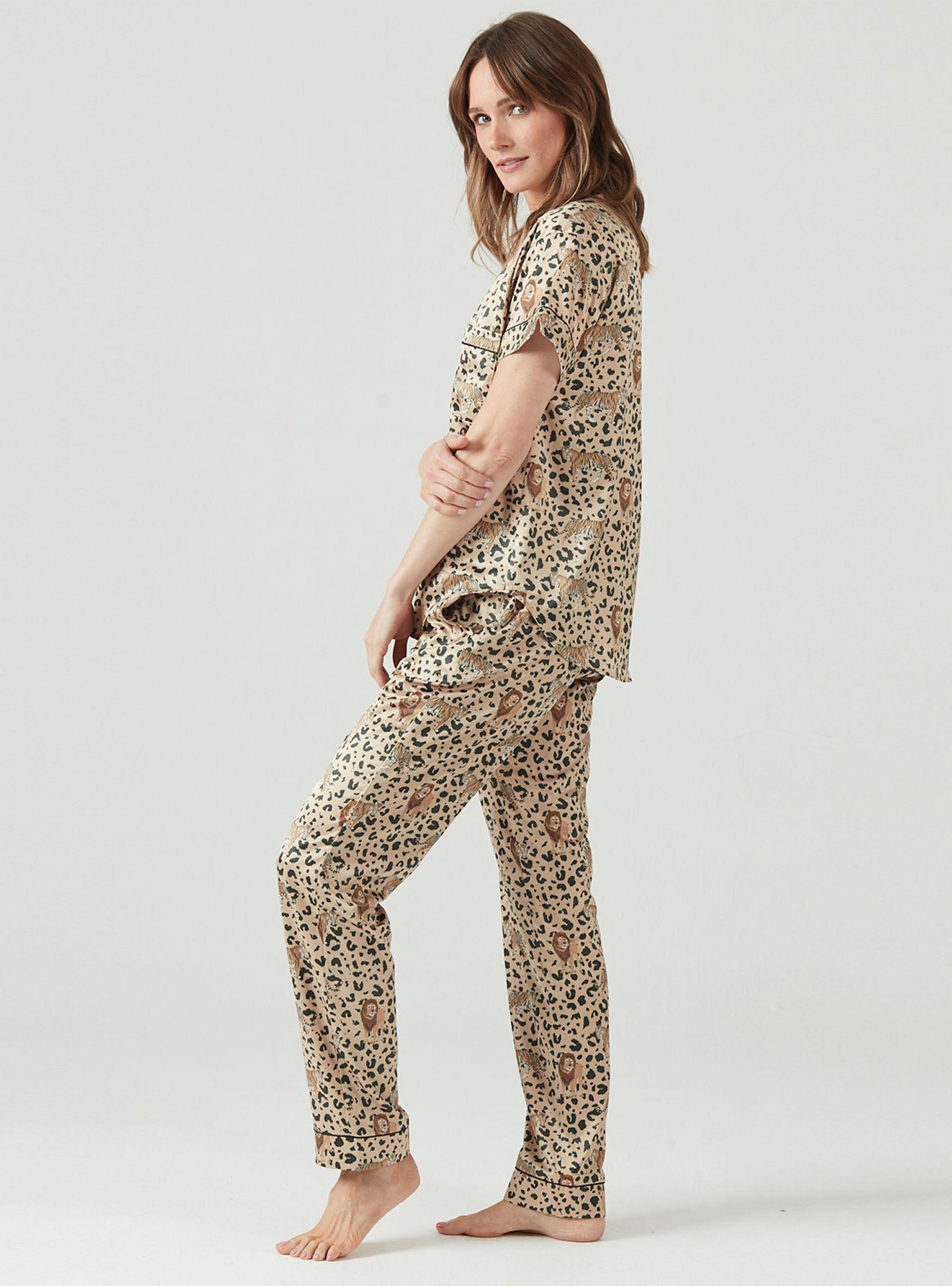 Pijama de Mujer Roma Pantalon Largo Beige Estampado-1
