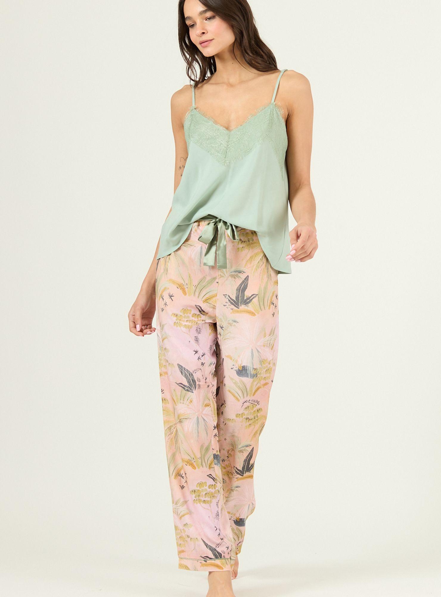 Pijama de Mujer Adela Pantalon Largo Rosado Estampado-0