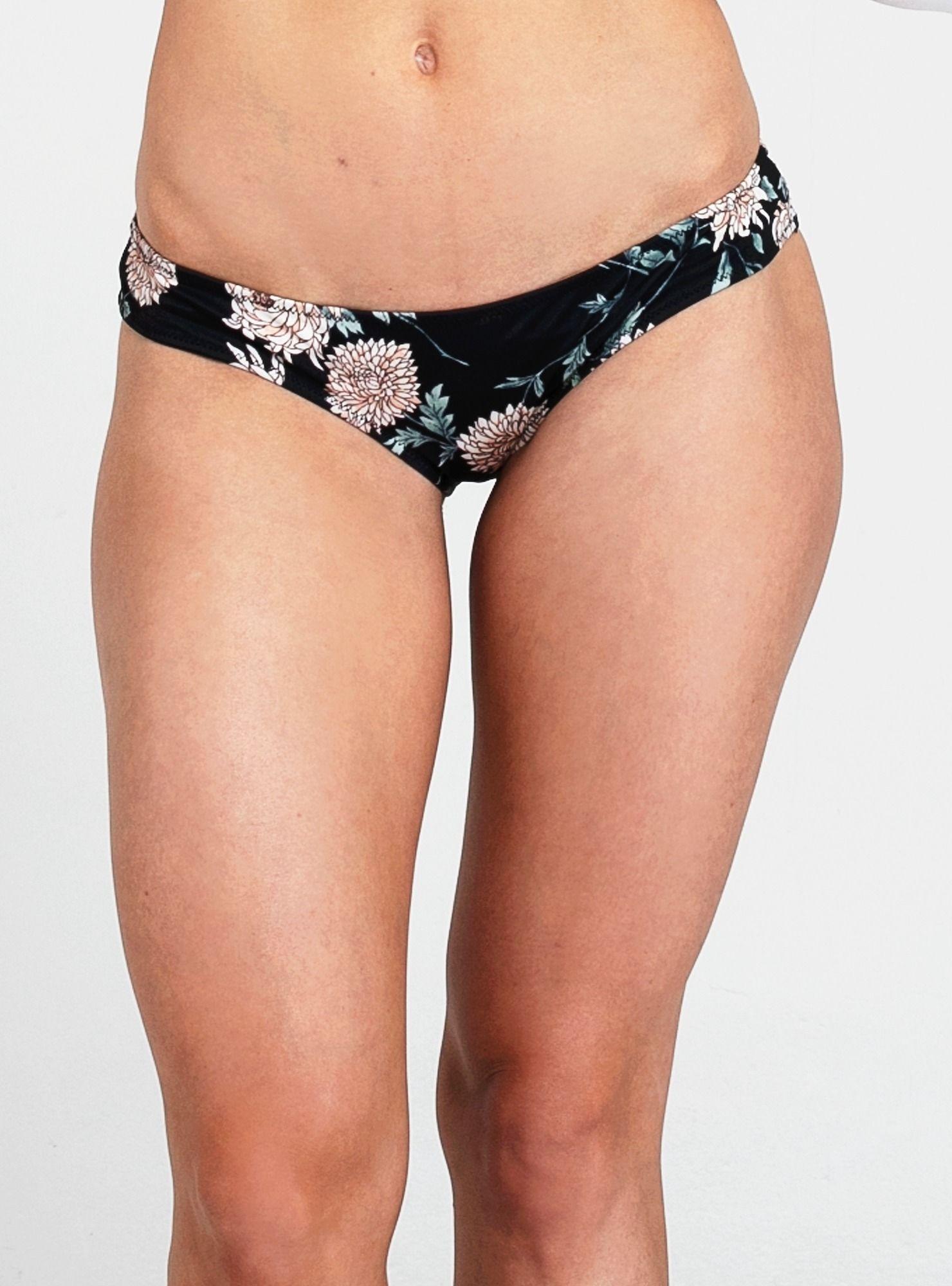 Bottom Bikini Elastico Negro Flor-2