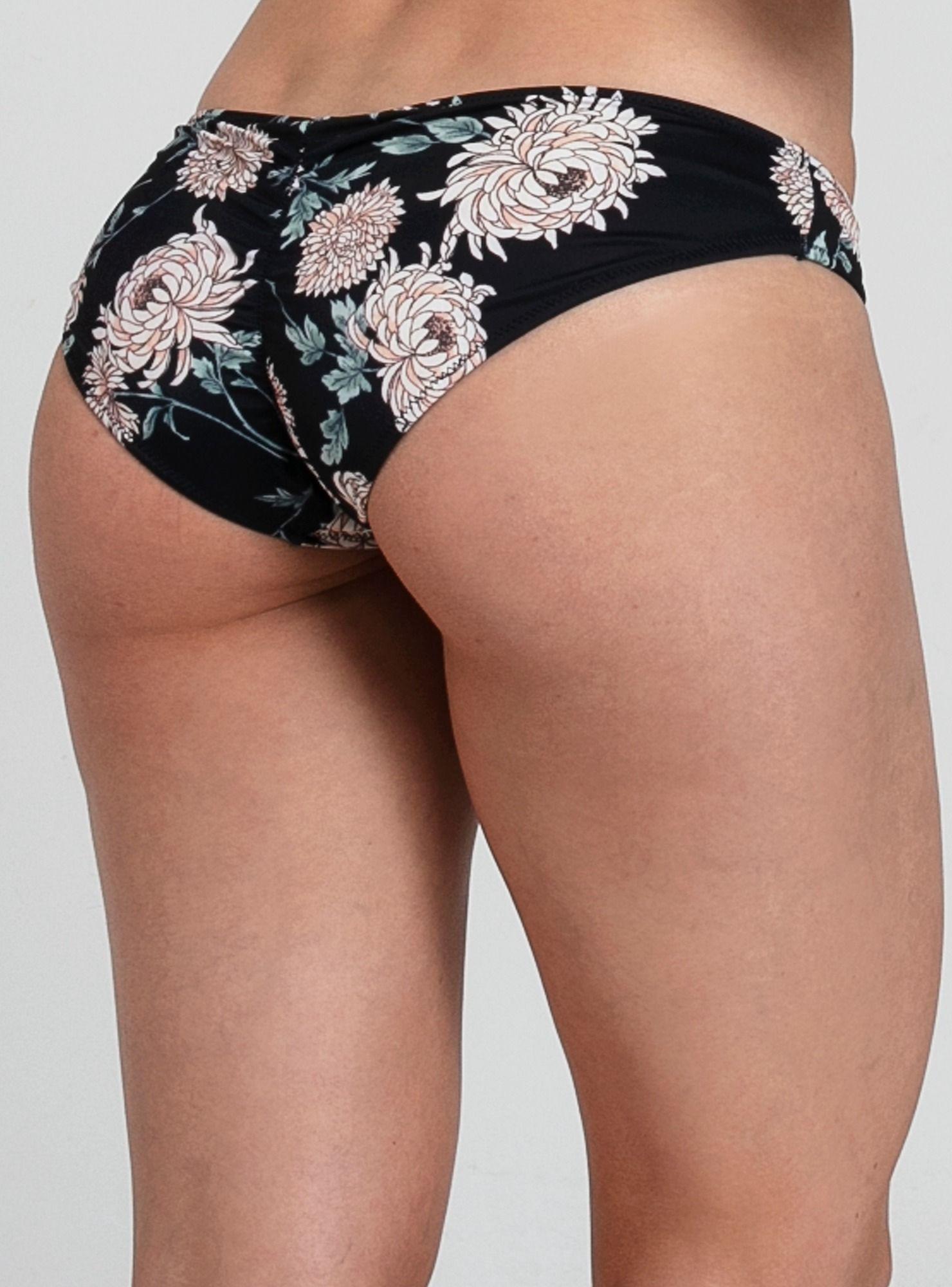 Bottom Bikini Elastico Negro Flor-3