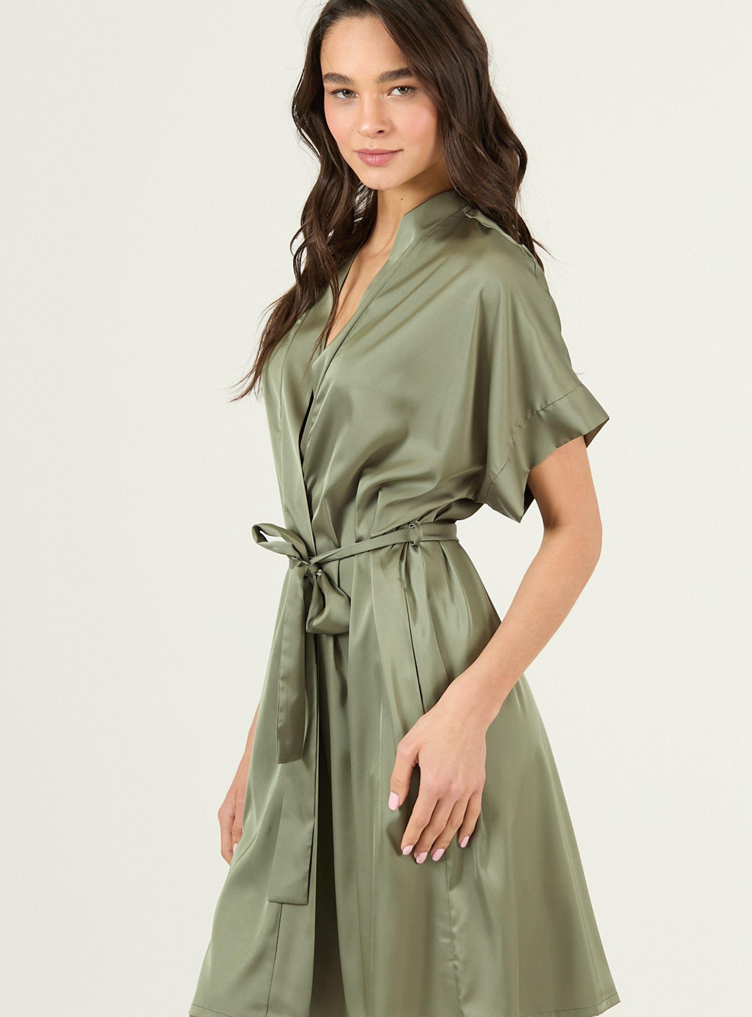 Bata de Mujer Mini Satin Verde-1