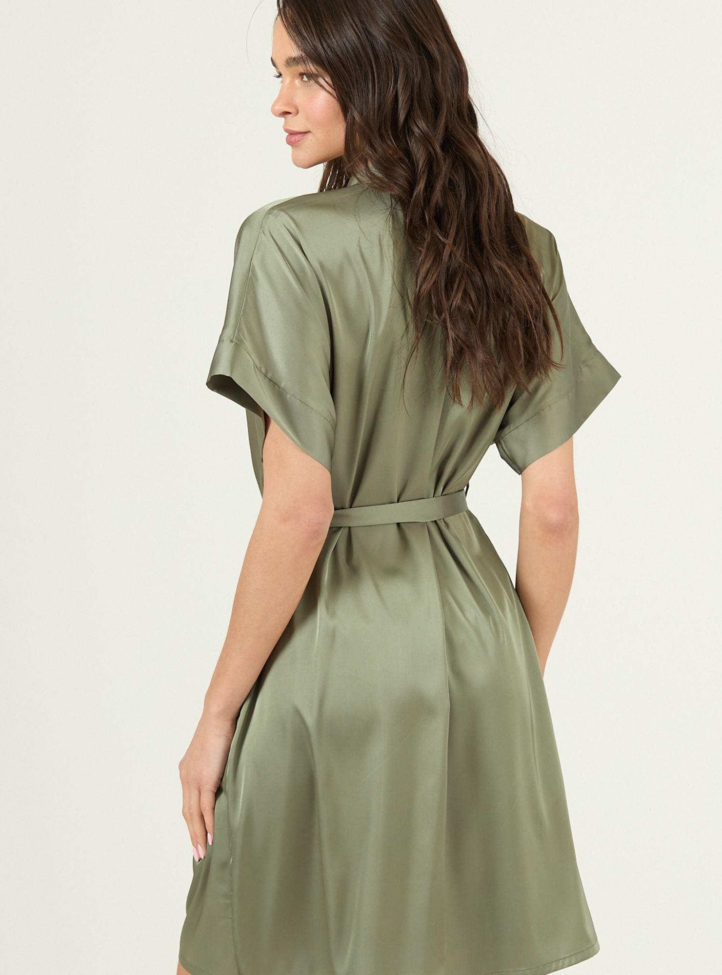 Bata de Mujer Mini Satin Verde-2