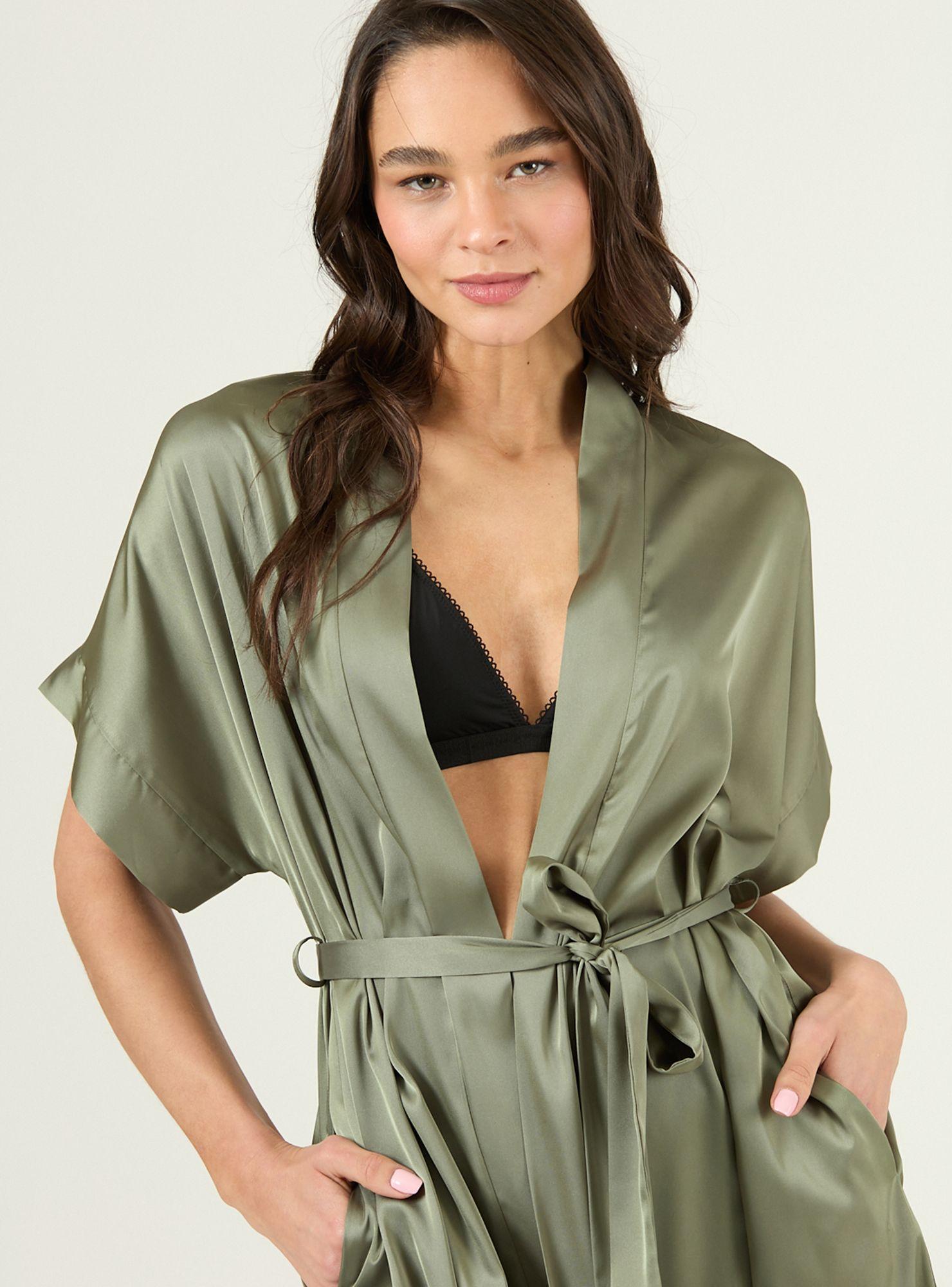 Bata de Mujer Mini Satin Verde-3