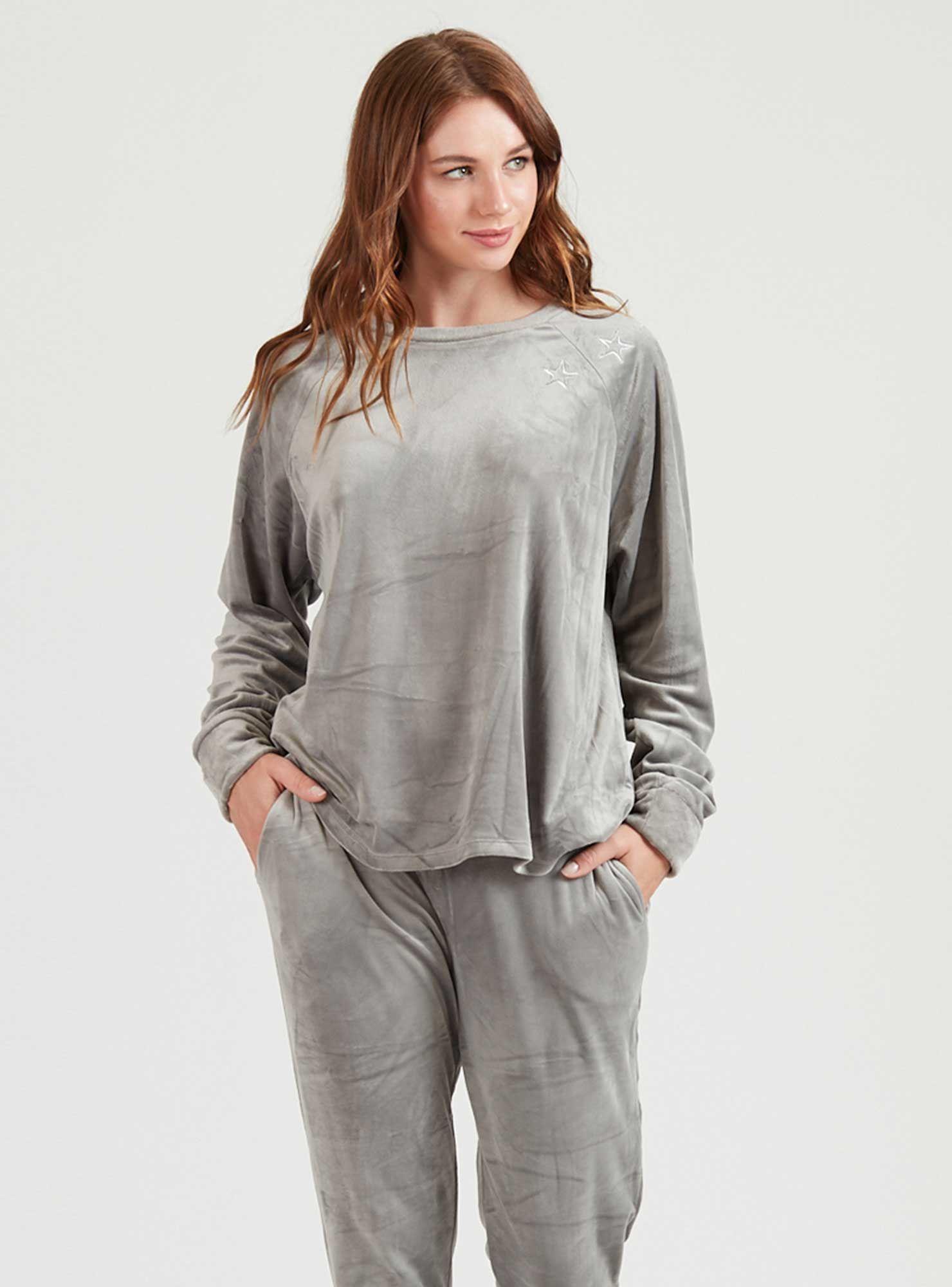 Pijama de mujer Elisa Plush Gris-1
