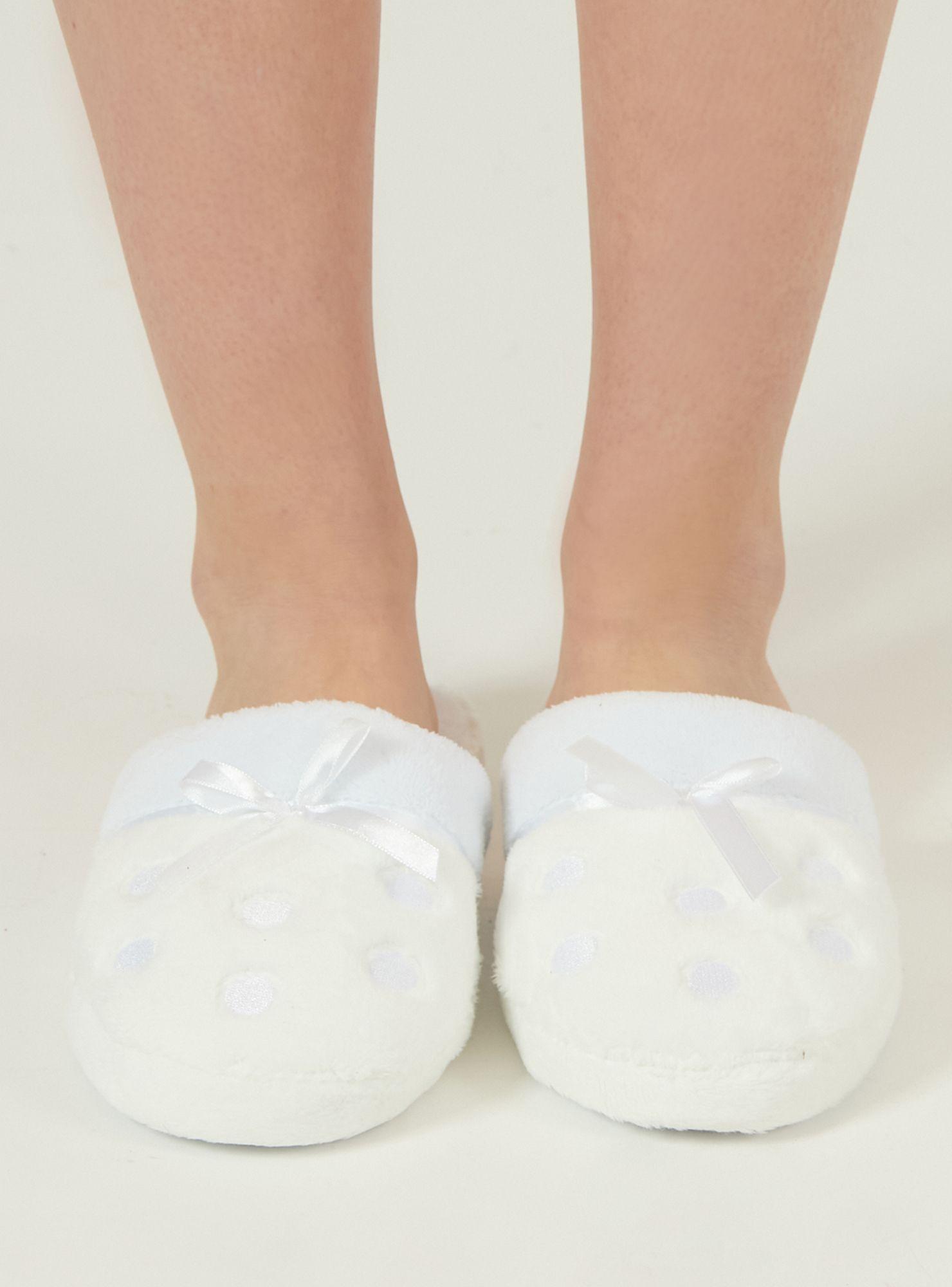 Pantufla de Mujer Zapatilla Lunares Blanco-0