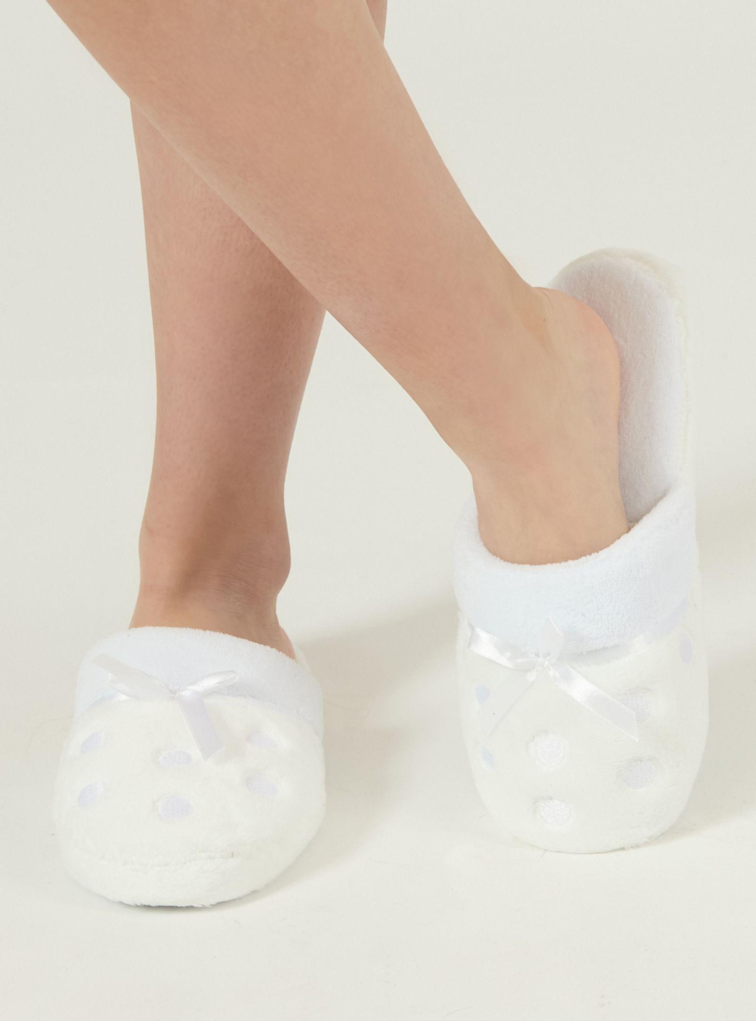 Pantufla de Mujer Zapatilla Lunares Blanco-2