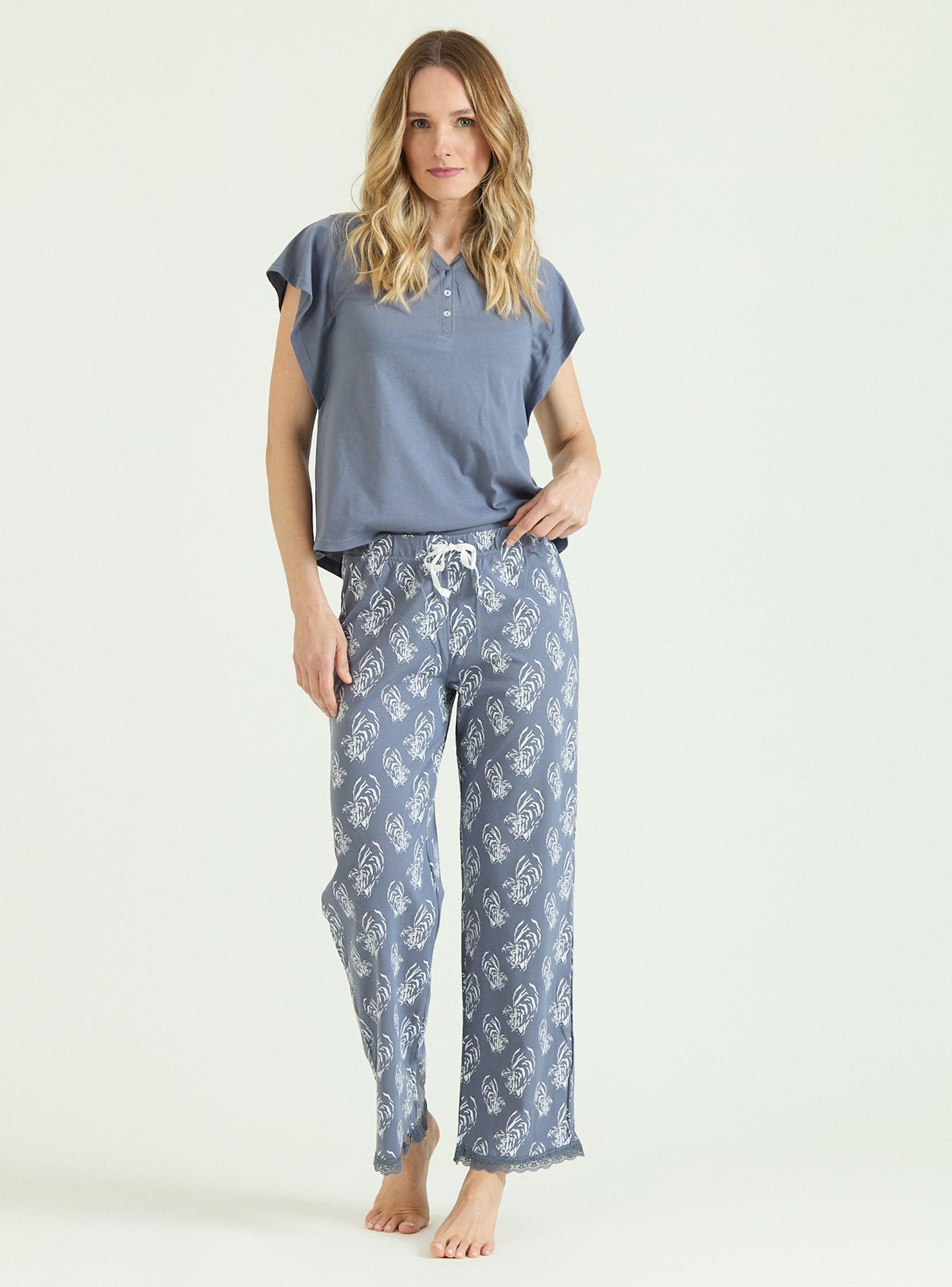 Pijama de Mujer New Heart Pantalon Largo Azul-0