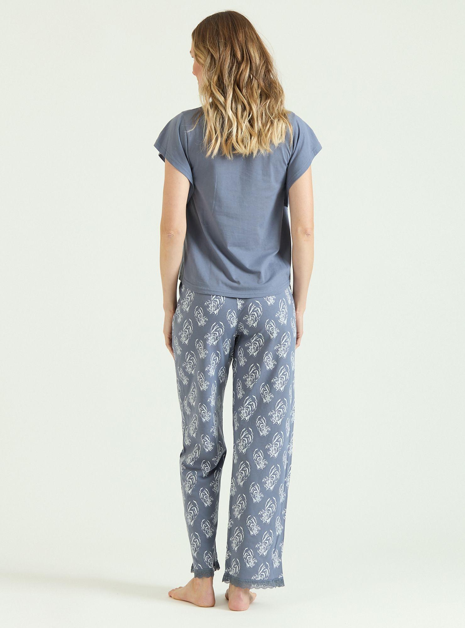 Pijama de Mujer New Heart Pantalon Largo Azul-2