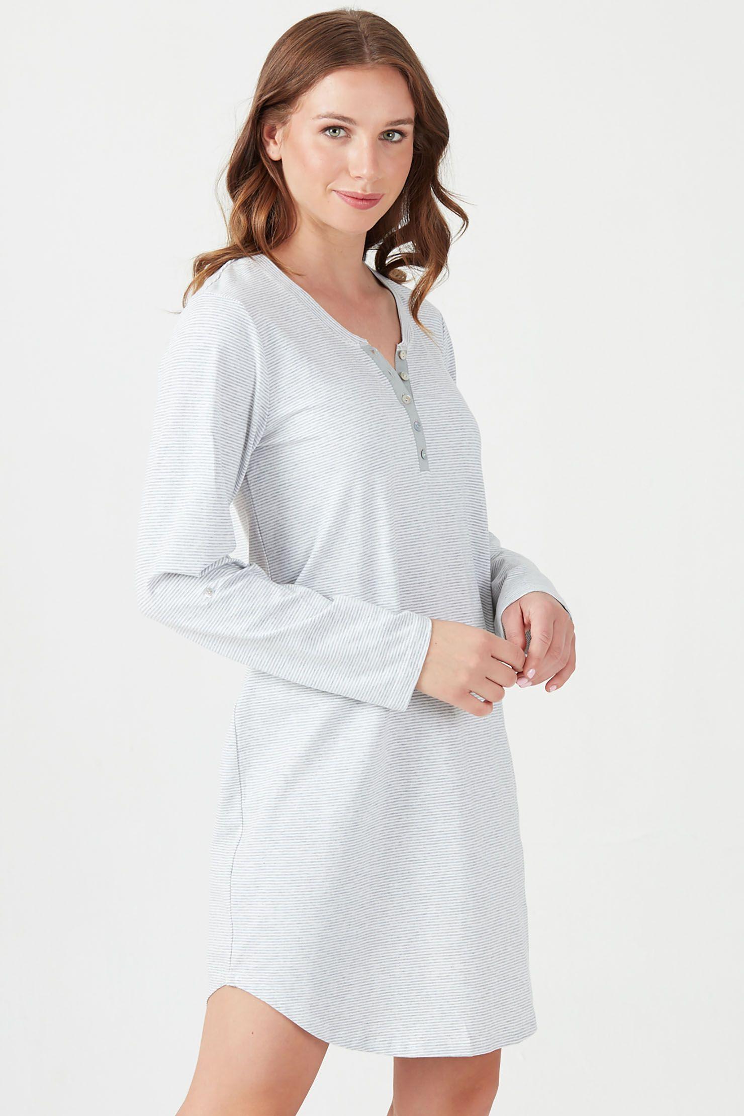Camisa de dormir Rayas Ml Gris-2