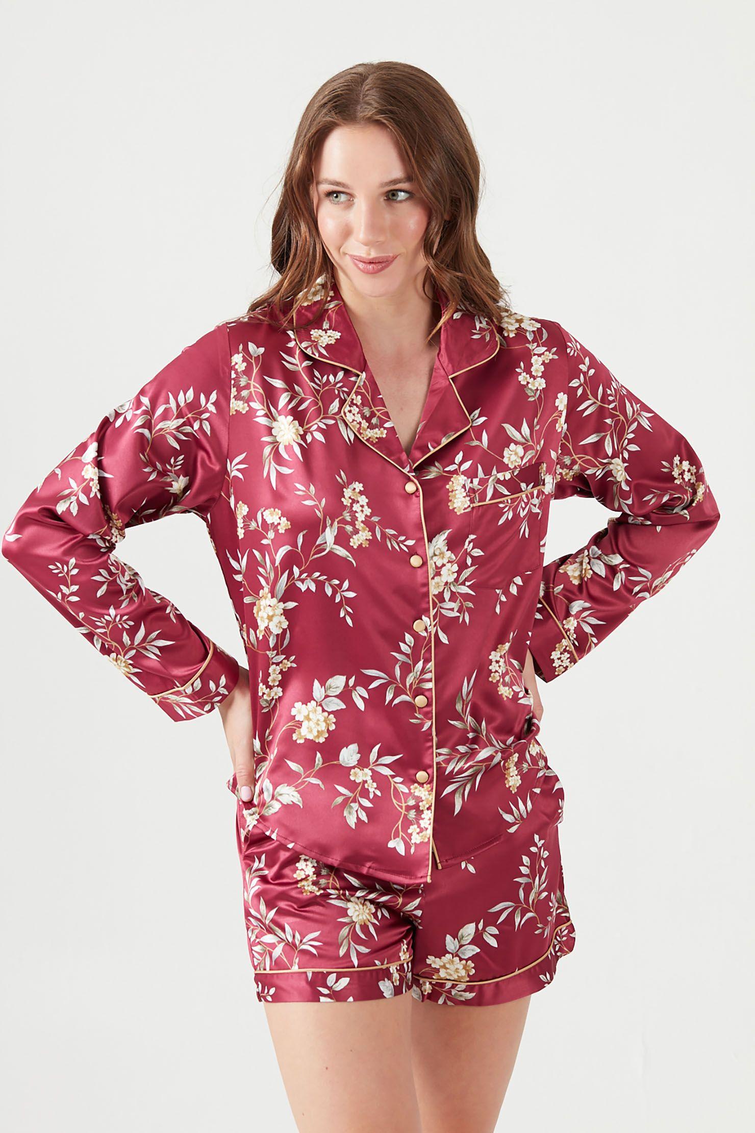 Pijama de mujer Sport Ml Short Burdeo-1