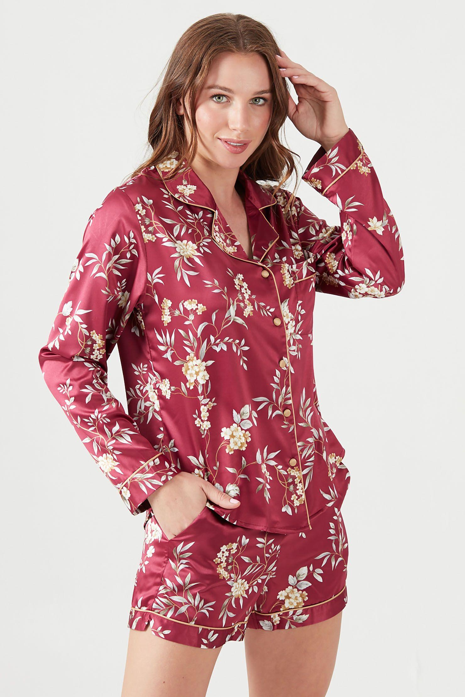 Pijama de mujer Sport Ml Short Burdeo-2