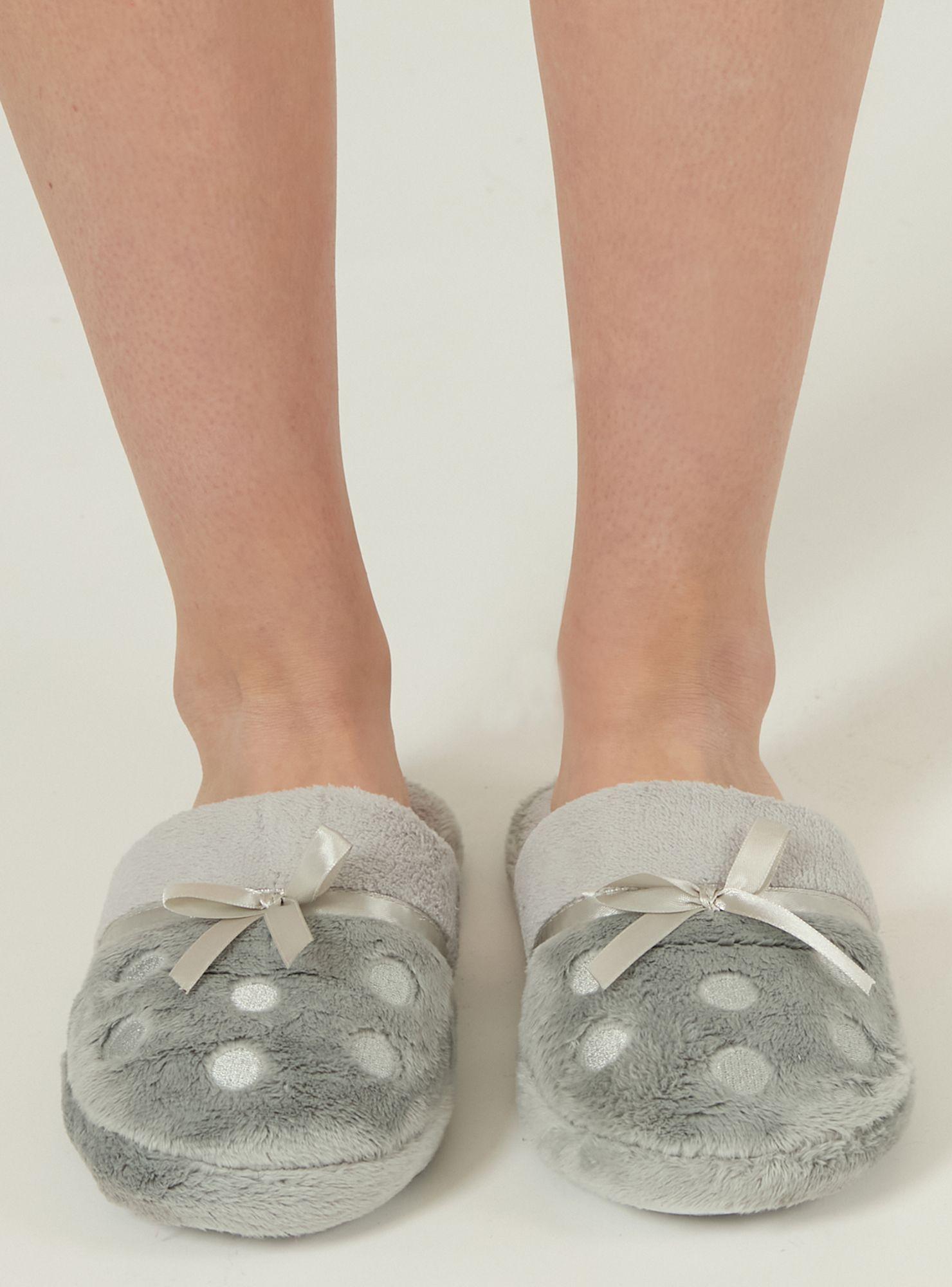 Pantufla de Mujer Zapatilla Lunares Gris-1