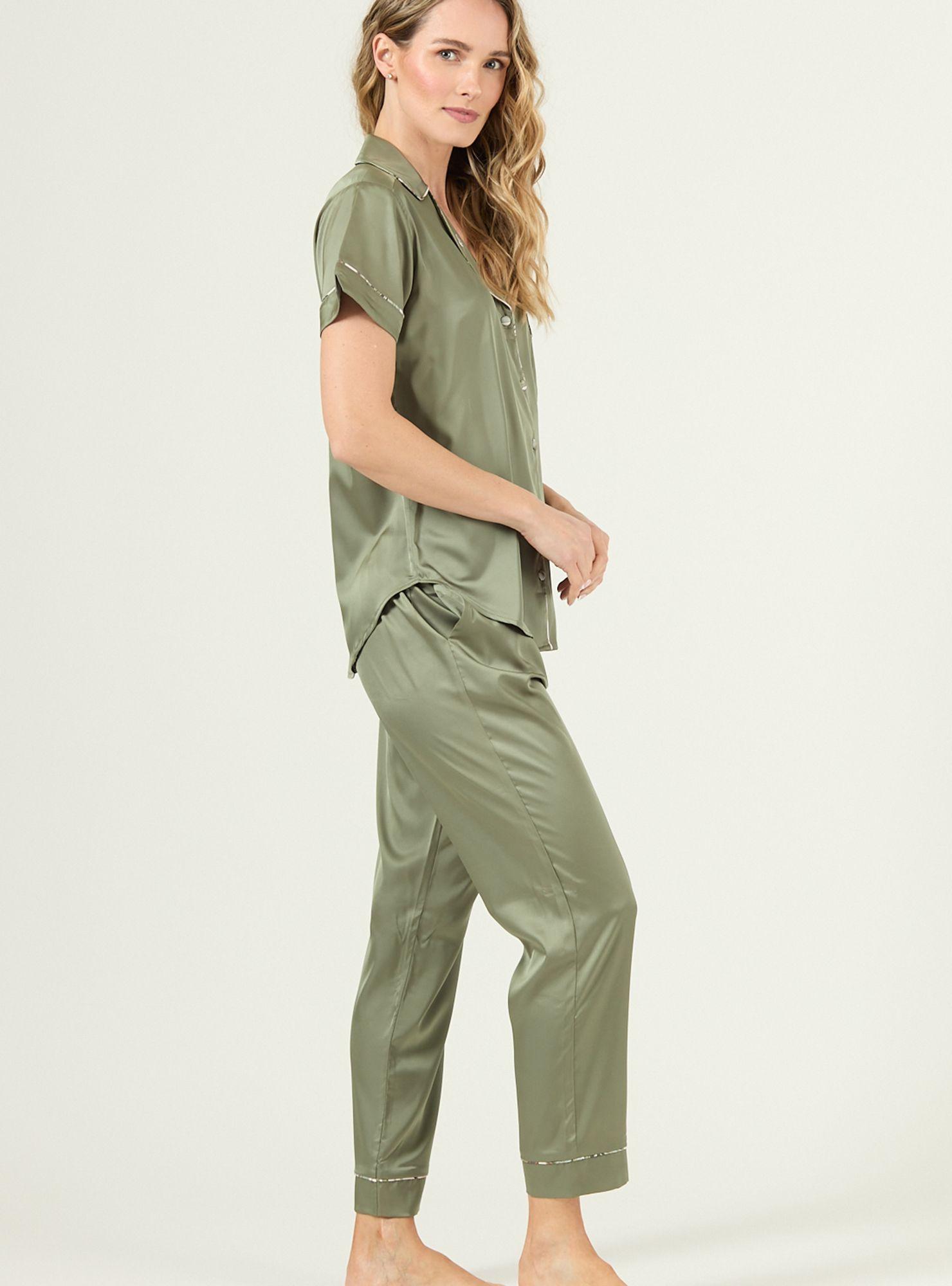 Pijama de Mujer Roma Pantalon Manga Corta Verde-1