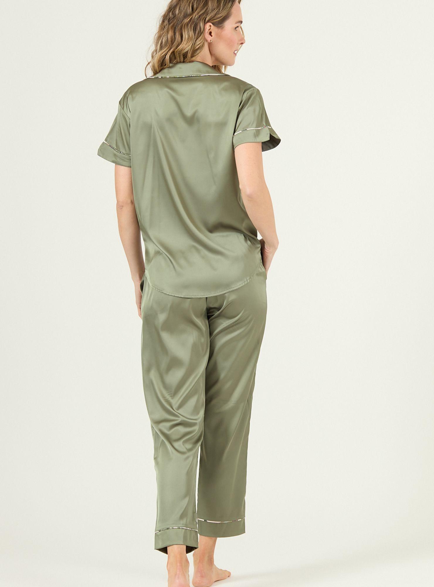 Pijama de Mujer Roma Pantalon Manga Corta Verde-2
