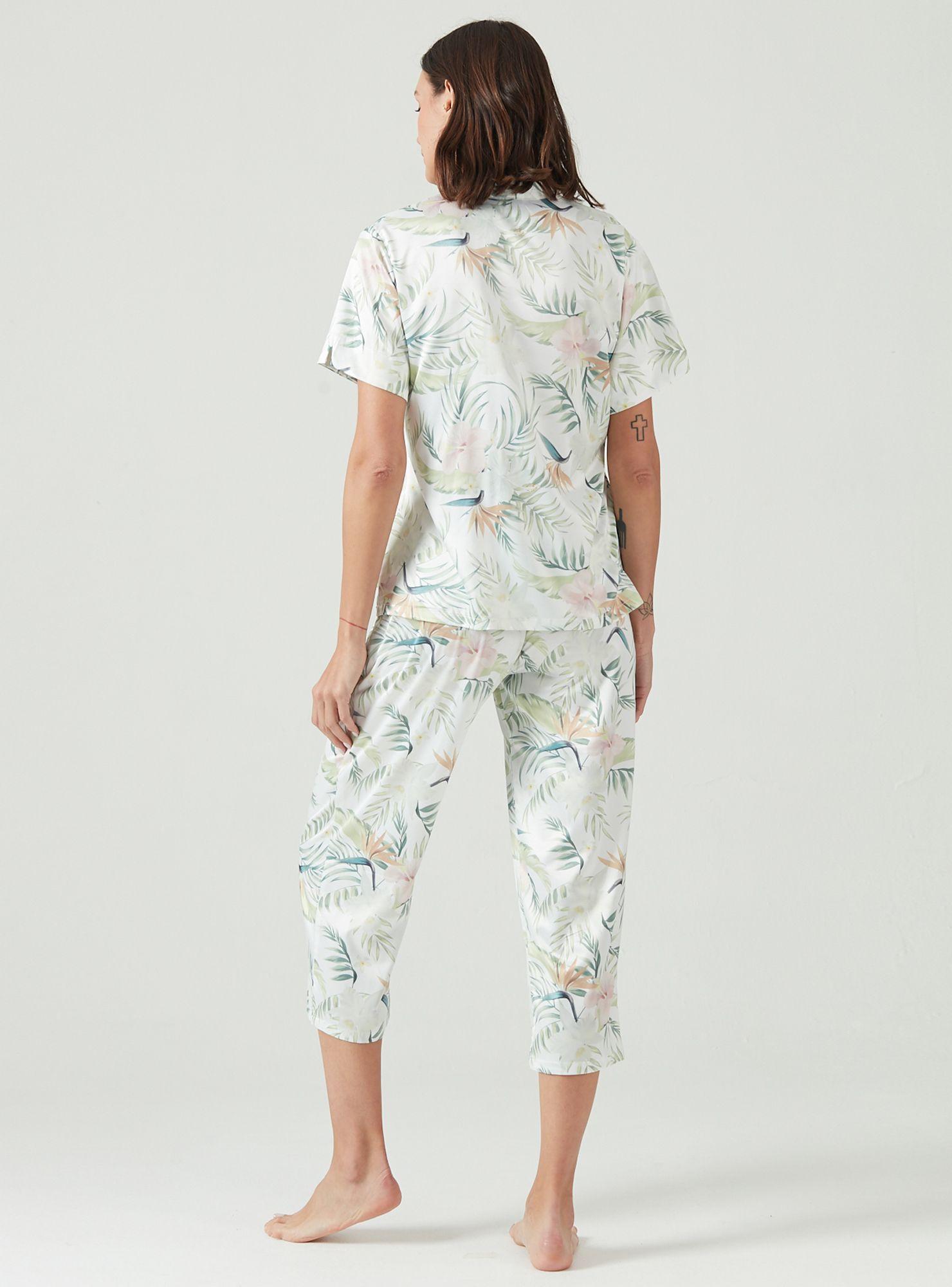 Pijama de Mujer Mao Blanco Estampado-2