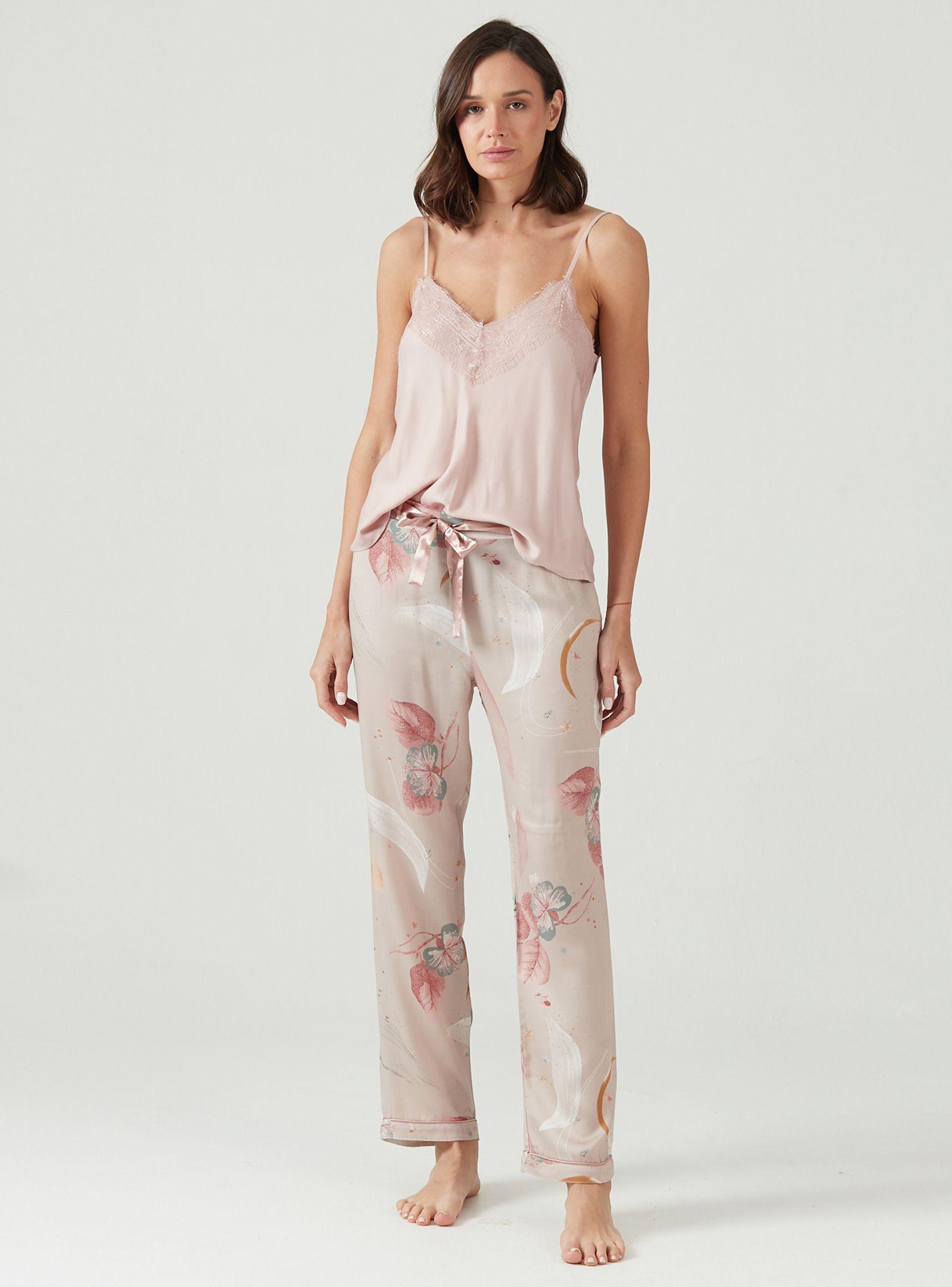 Pijama de Mujer Adela Pantalon Largo Rosado-0