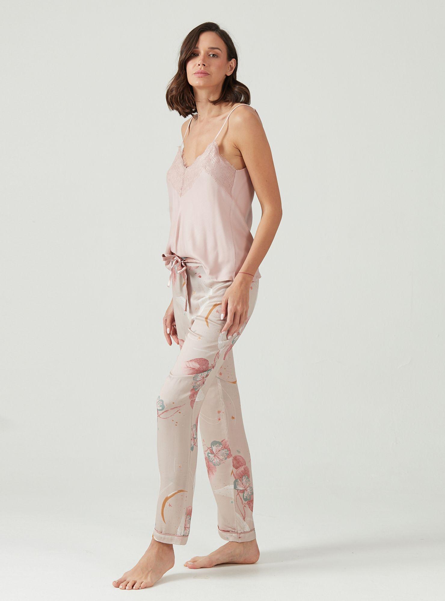 Pijama de Mujer Adela Pantalon Largo Rosado-1