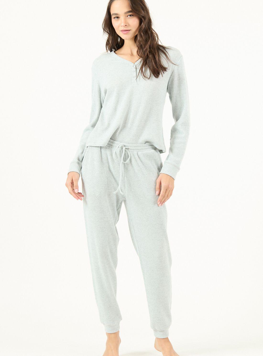 Pijama de Mujer Leti Rib Gris Claro-0