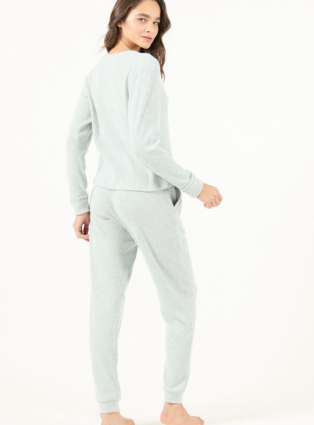 Pijama de Mujer Leti Rib Gris Claro-2