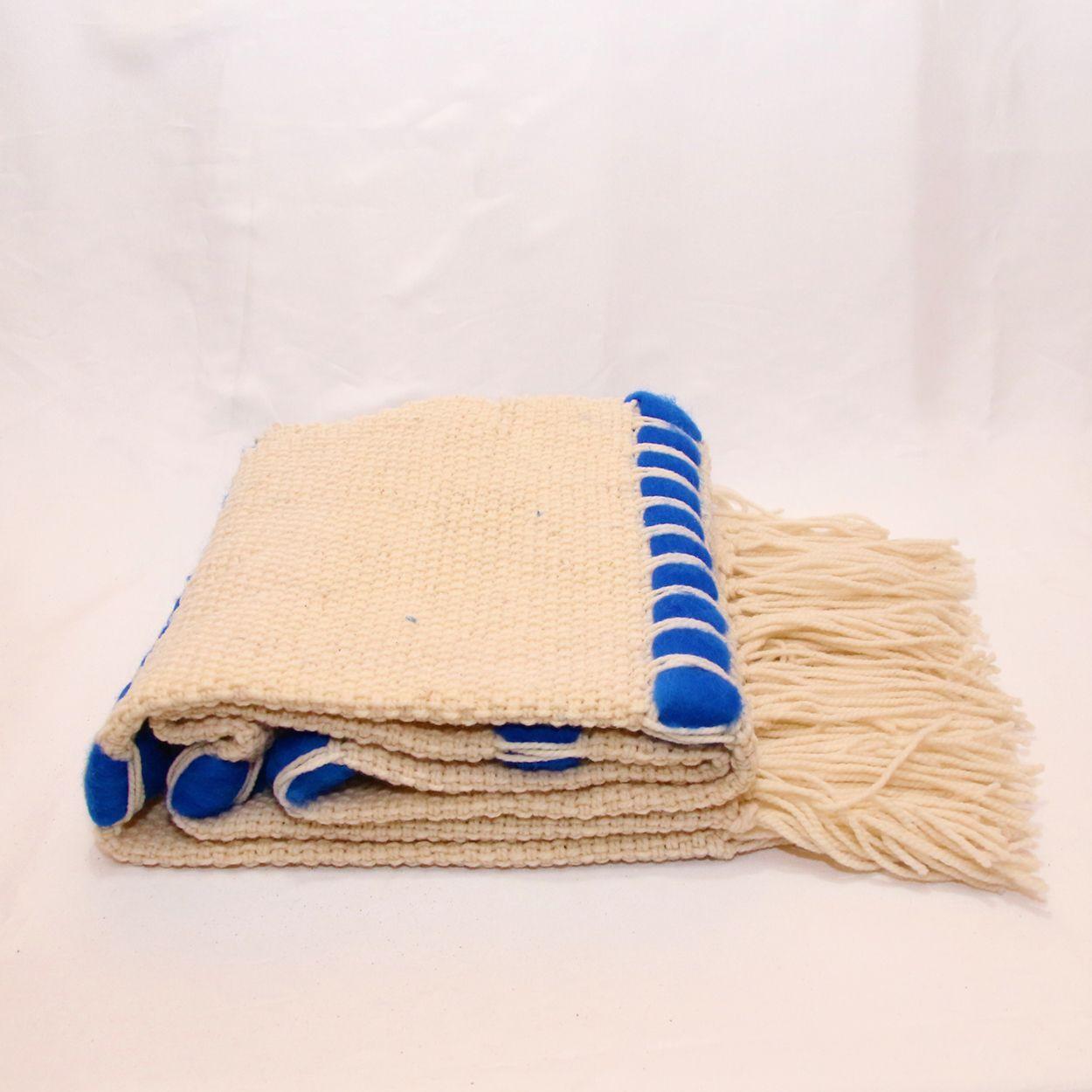 Piecera 100% lana de oveja con franja en vellón azul-2