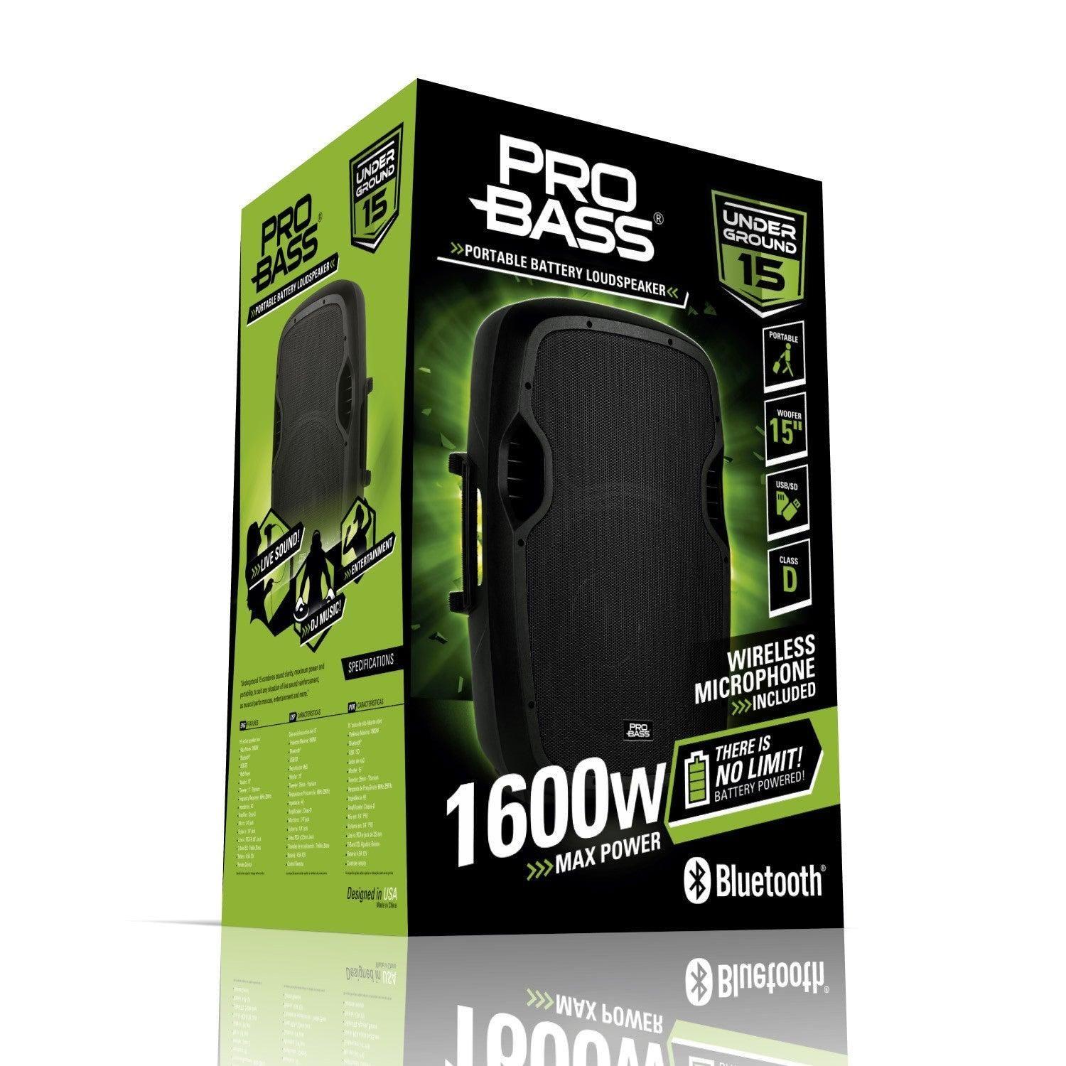PARLANTE CON BATERIA PROBASS UNDERGROUND 15-8
