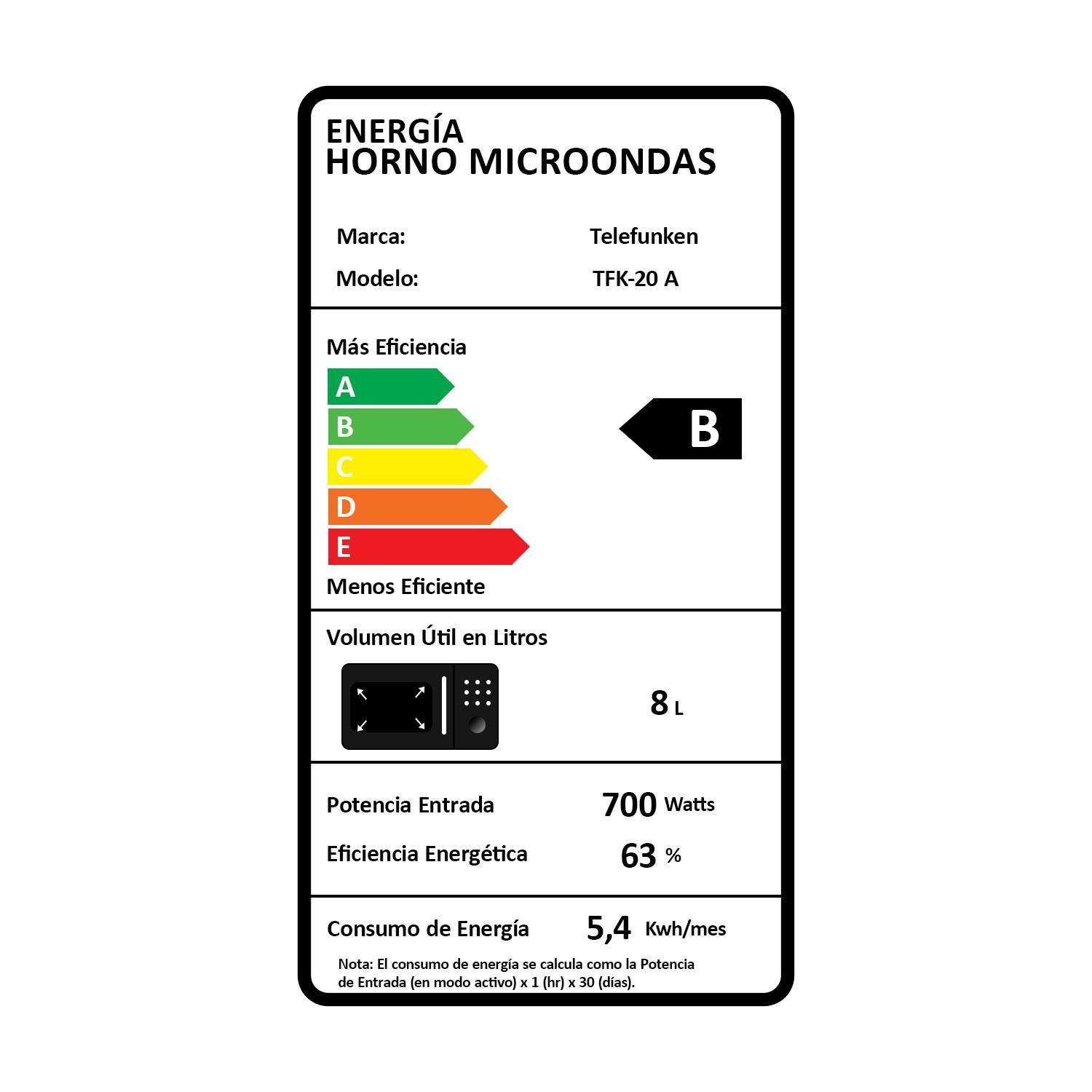 Horno Microondas Telefunken TFK-20 A-7