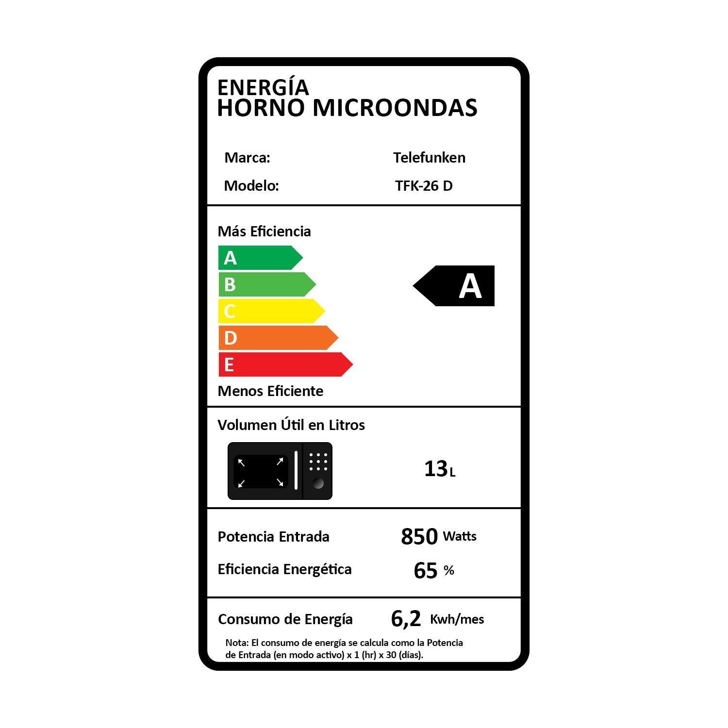 Horno Microondas Telefunken TFK-26 DG-6
