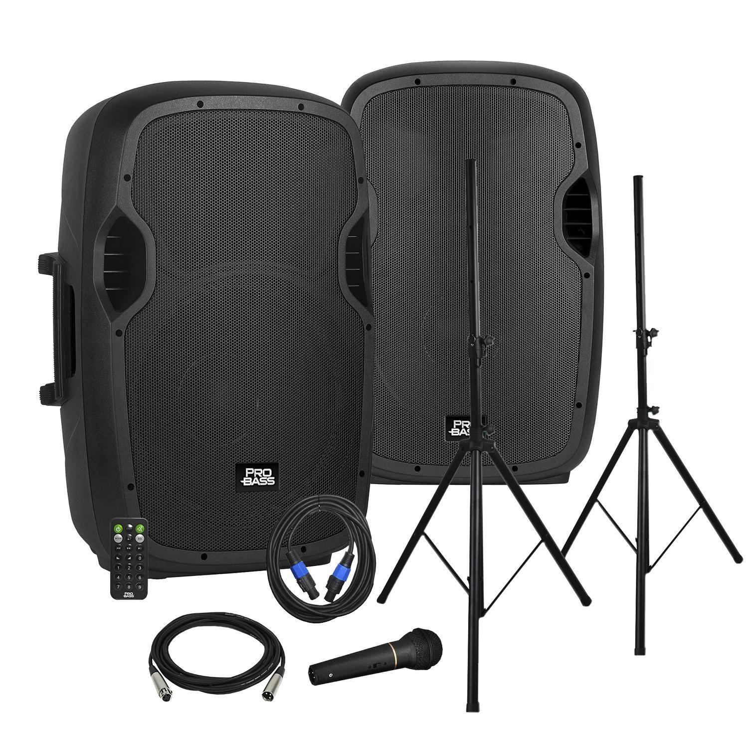 Kit de dos Parlantes + Atril Probass PowerStage 215BT-0