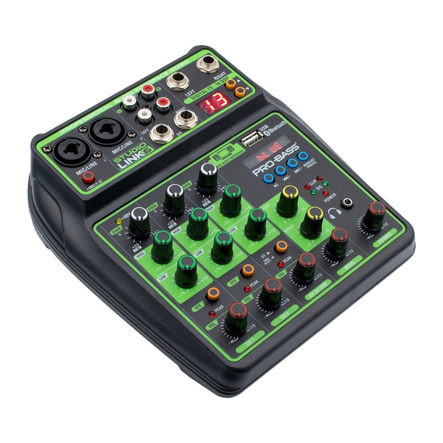 Consola de audio interfaz Probass Studiolink 6-2